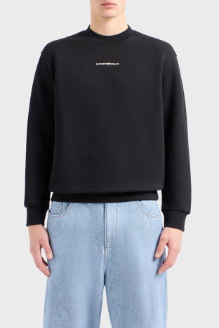 Emporio Armani Pamuklu Regular Fit Sıfır Yaka Erkek Sweat 3D1MEC 1JODZ 0033 SİYAH - Emporio Armani