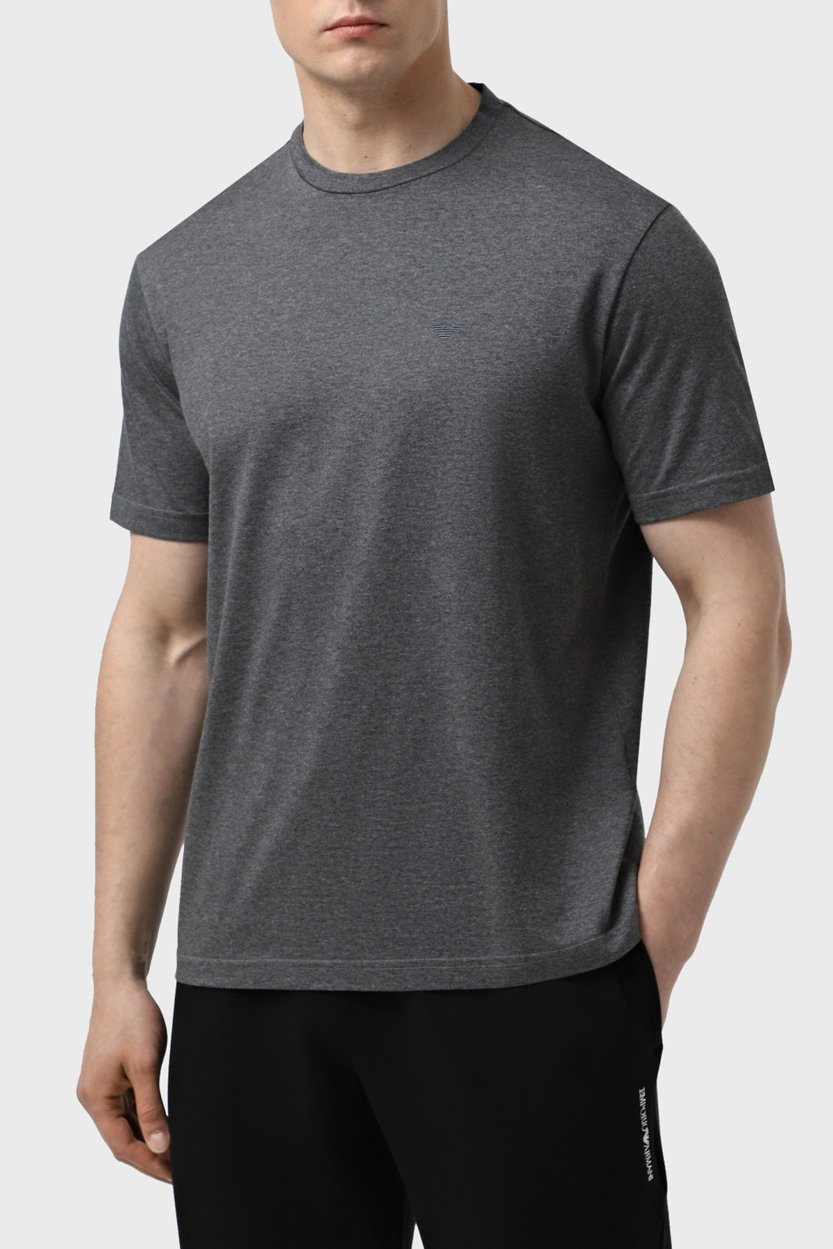 Emporio Armani Pamuklu Regular Fit Sıfır Yaka Erkek T Shirt EM003900 AF18718 O8003 GRİ