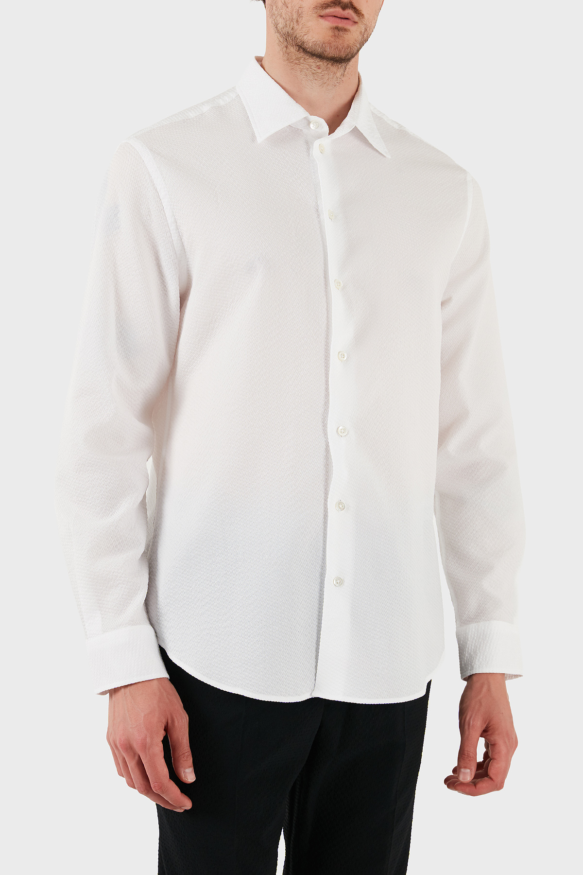 Emporio Armani Pamuklu Regular Fit Uzun Kollu Erkek Gömlek EM000099 TE14192 U0002 BEYAZ