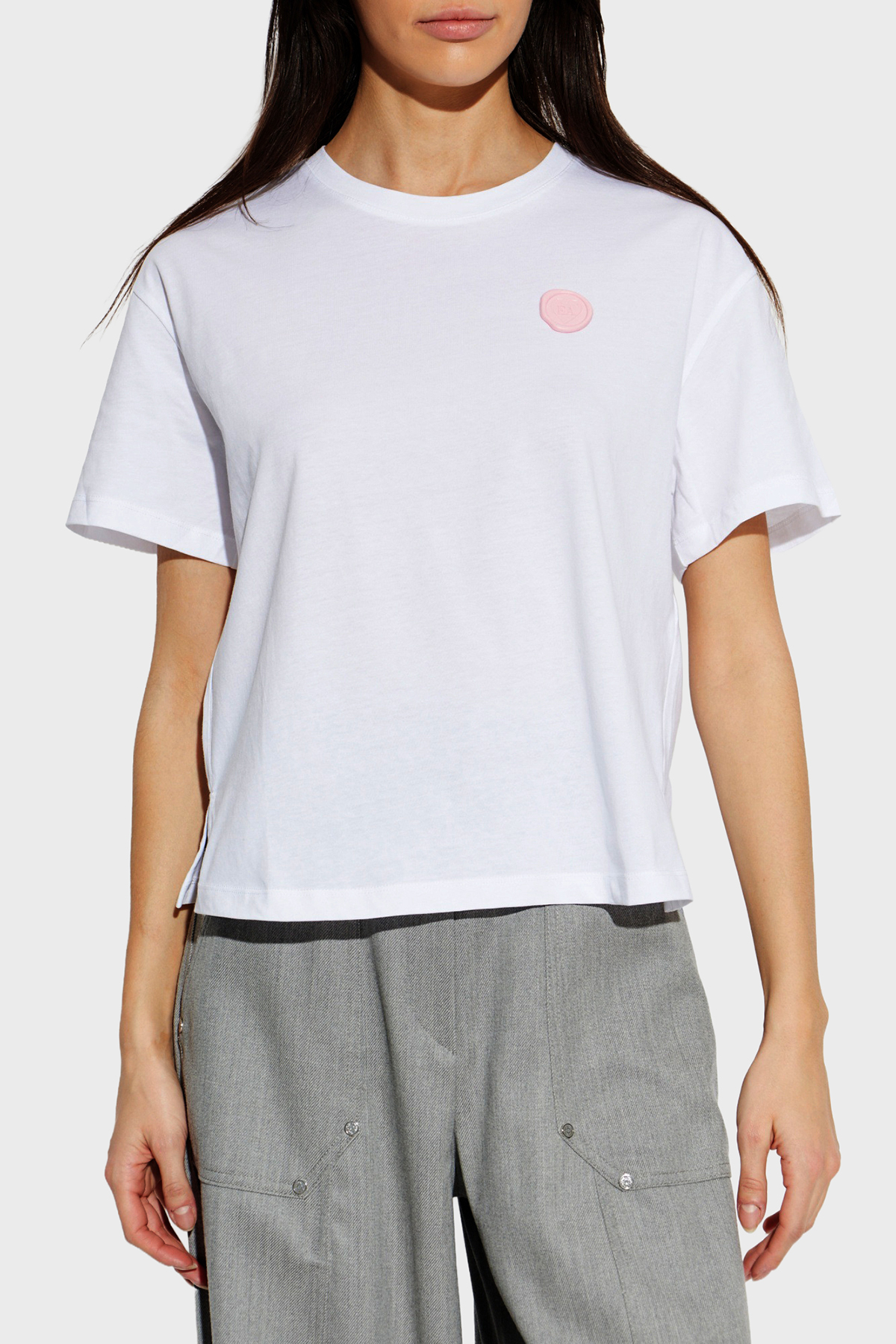 Emporio Armani Pamuklu Relaxed Fit Bisiklet Yaka Kadın T Shirt EW004385 AF12597 U0002 BEYAZ