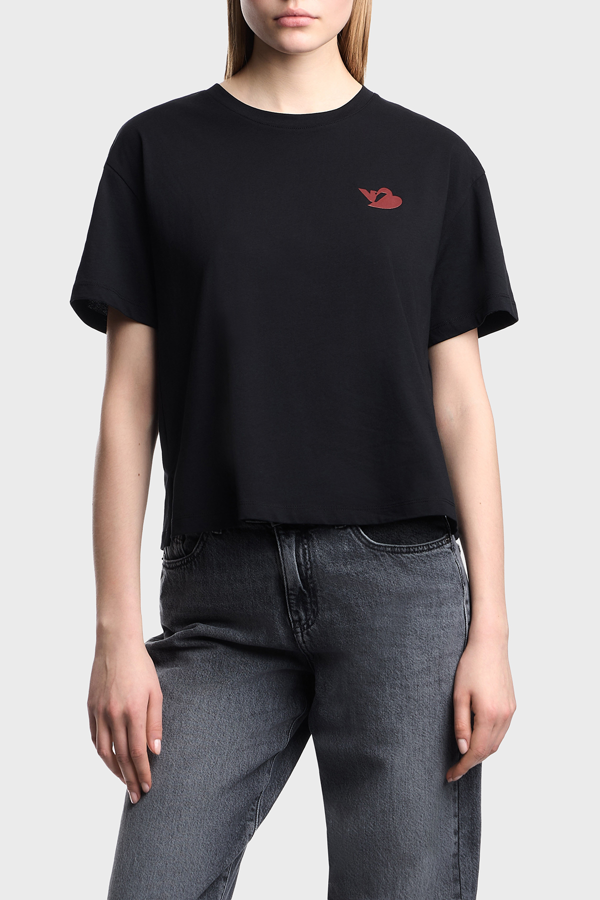 Emporio Armani Pamuklu Relaxed Fit Bisiklet Yaka Kadın T Shirt EW004385 AF12597 UC001 SİYAH