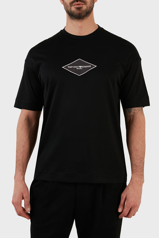 Emporio Armani Pamuklu Relaxed Fit Bisiklet Yaka Erkek T Shirt 3R1TU4 1JUVZ 0999 SİYAH - Emporio Armani