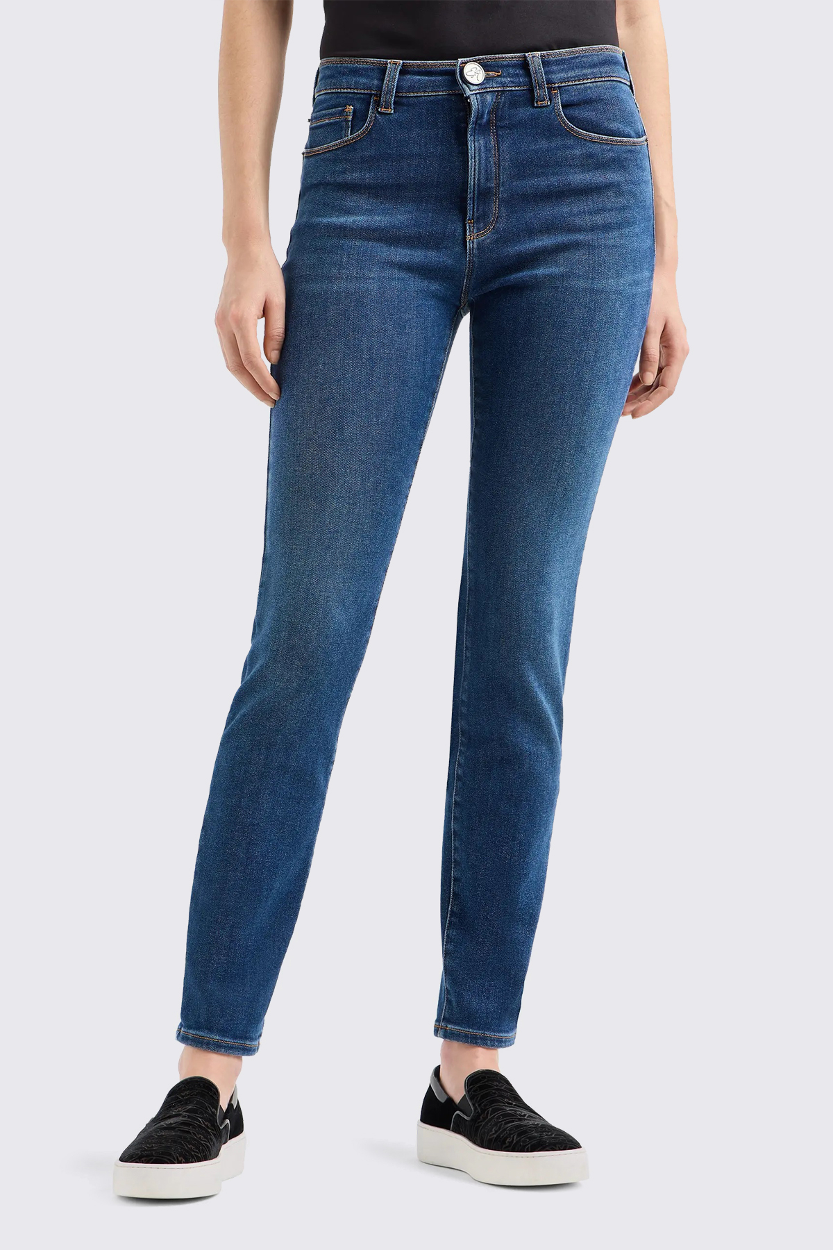 Emporio Armani Pamuklu Skinny Fit Yüksek Bel Jeans Kadın Kot Pantolon 6D2J20 2DUPZ 0942 LACİVERT