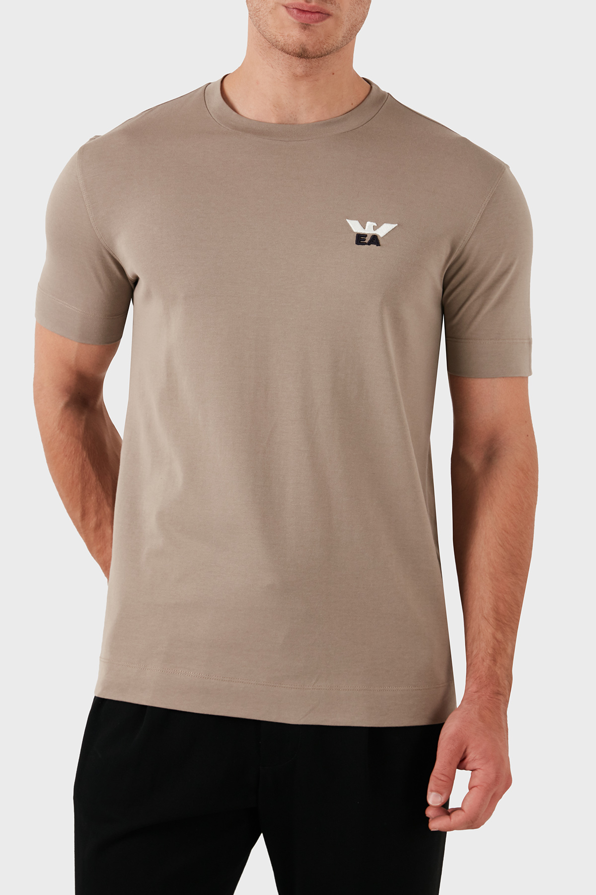 Emporio Armani Pamuklu Slim Fit Bisiklet Yaka Erkek T Shirt 6D1TM1 1JOCZ 0154 KAHVE