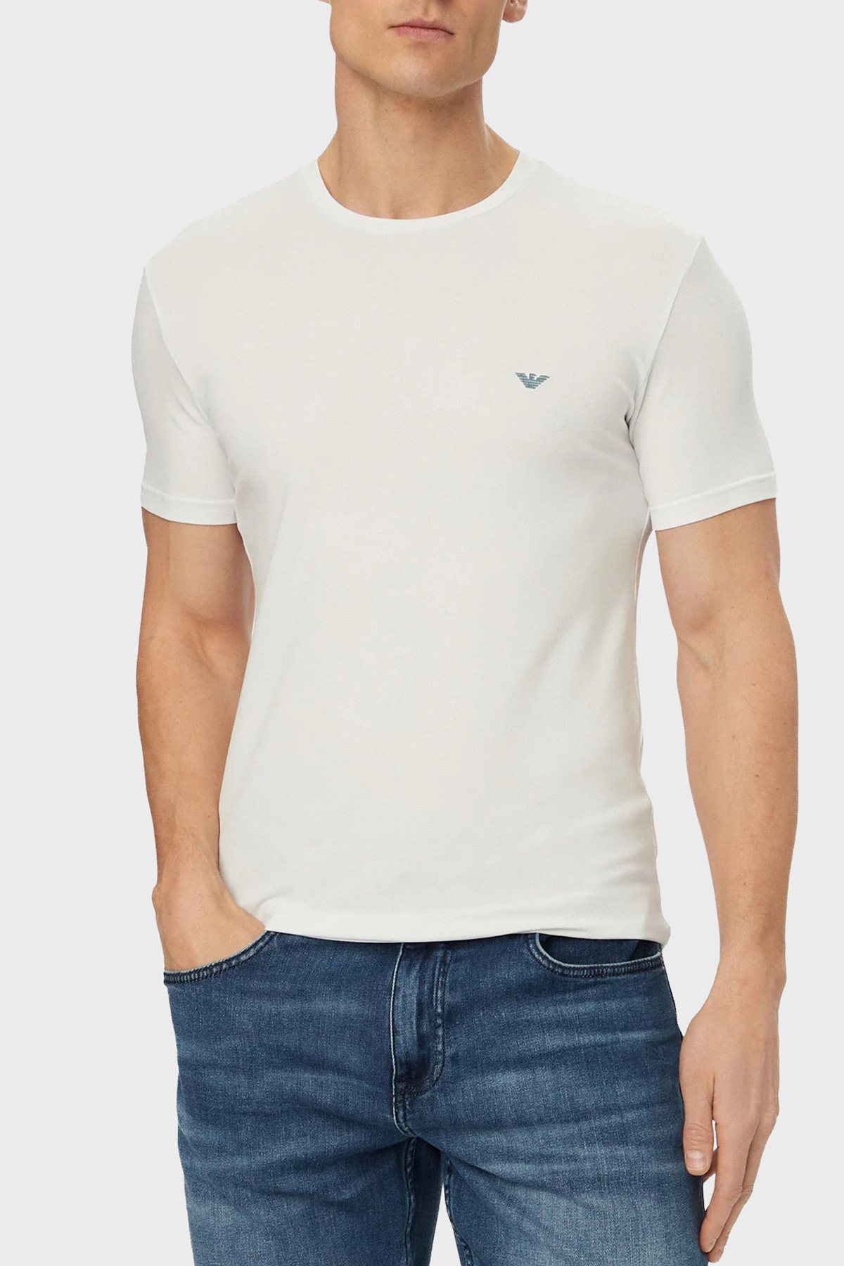 Emporio Armani Pamuklu Slim Fit Bisiklet Yaka Erkek T Shirt EM000379 AF18895 U0002 BEYAZ
