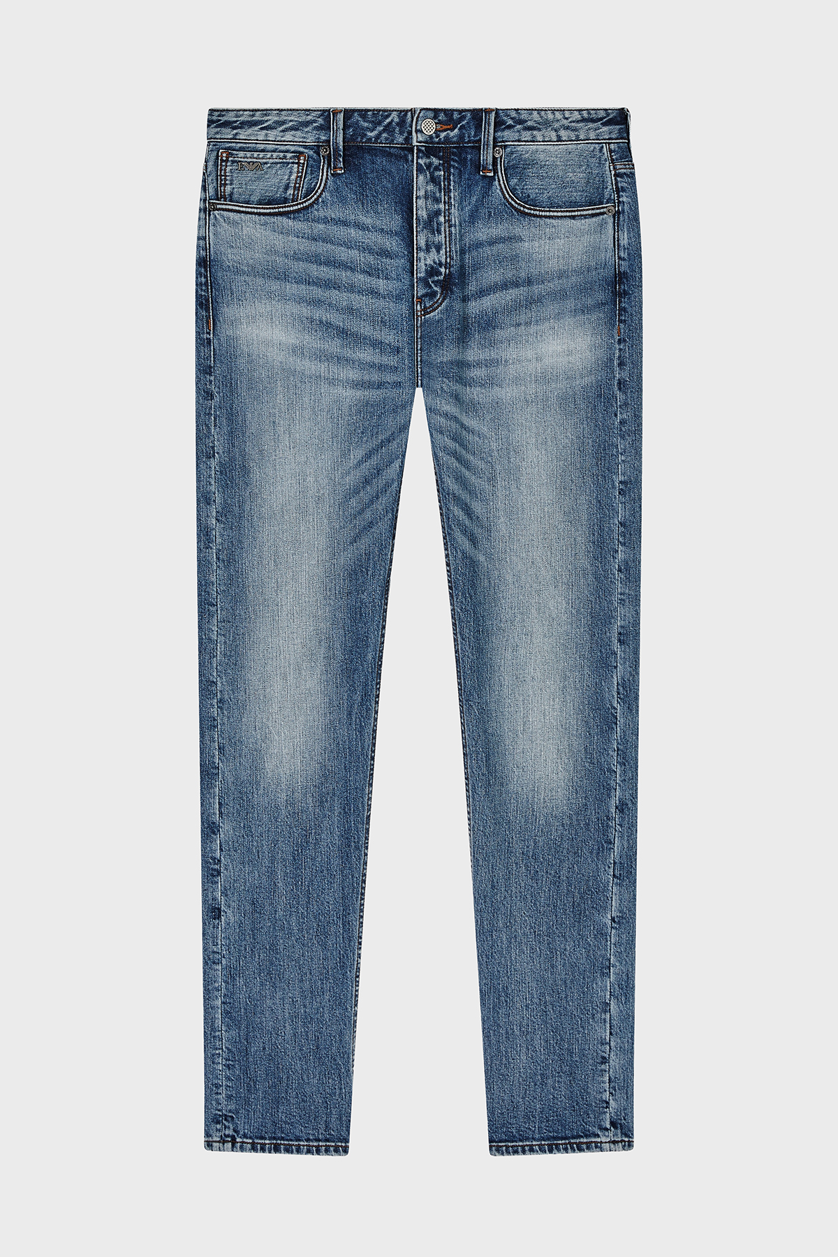 Emporio Armani Pamuklu Slim Fit Düşük Bel Düz Paça Jeans Erkek Kot Pantolon EM000668 AF22251 MB002 MAVİ