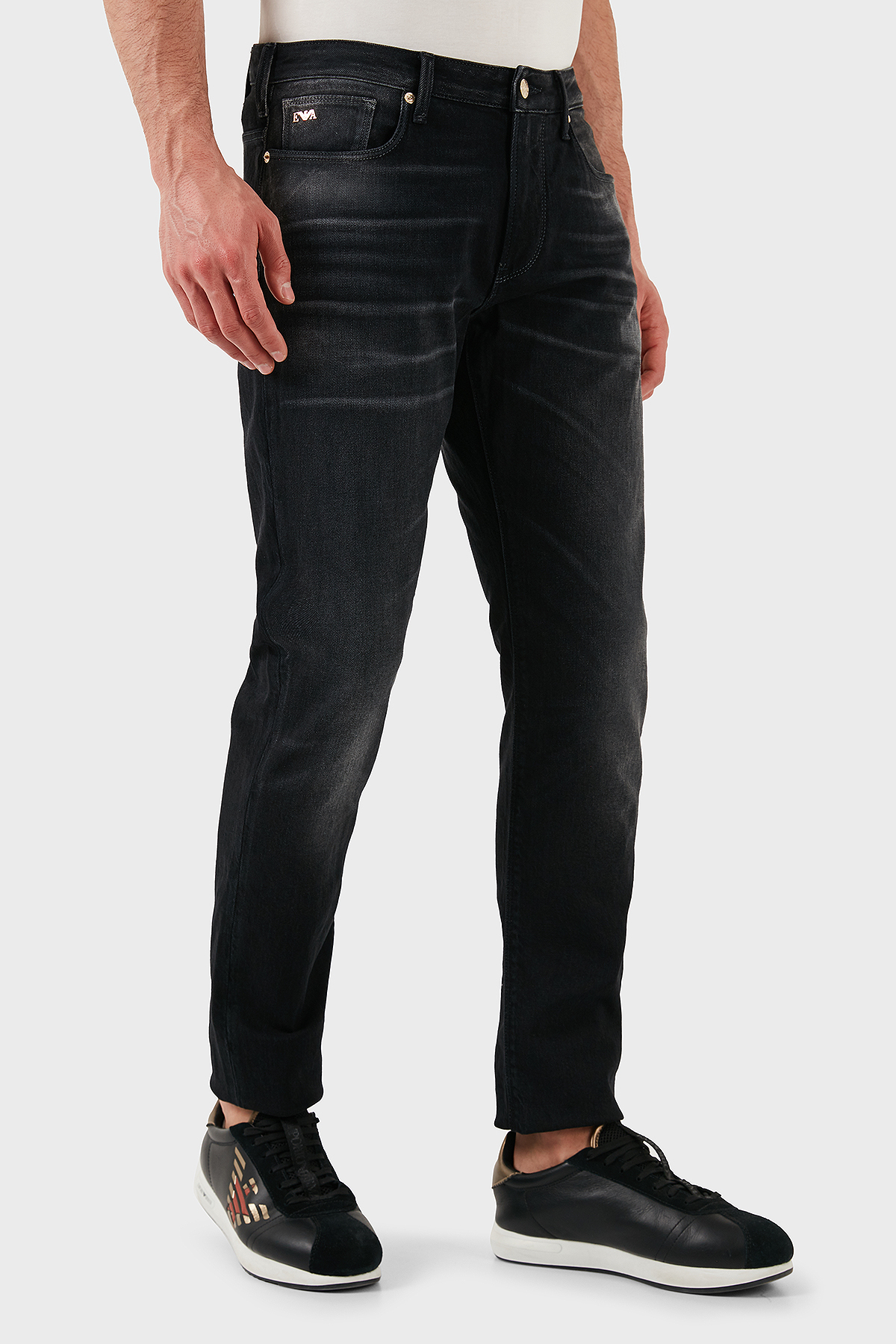 Emporio Armani Pamuklu Slim Fit Normal Bel Düz Paça Jeans Erkek Kot Pantolon EM000121 AF15101 M8001 GRİ