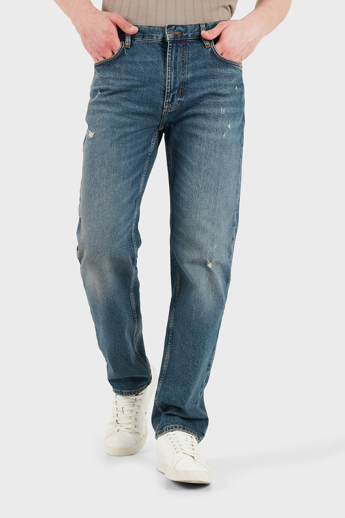 Emporio Armani Pamuklu Straight Fit Normal Bel Jeans Erkek Kot Pantolon EM000763 AF25398 MB002 LACİVERT