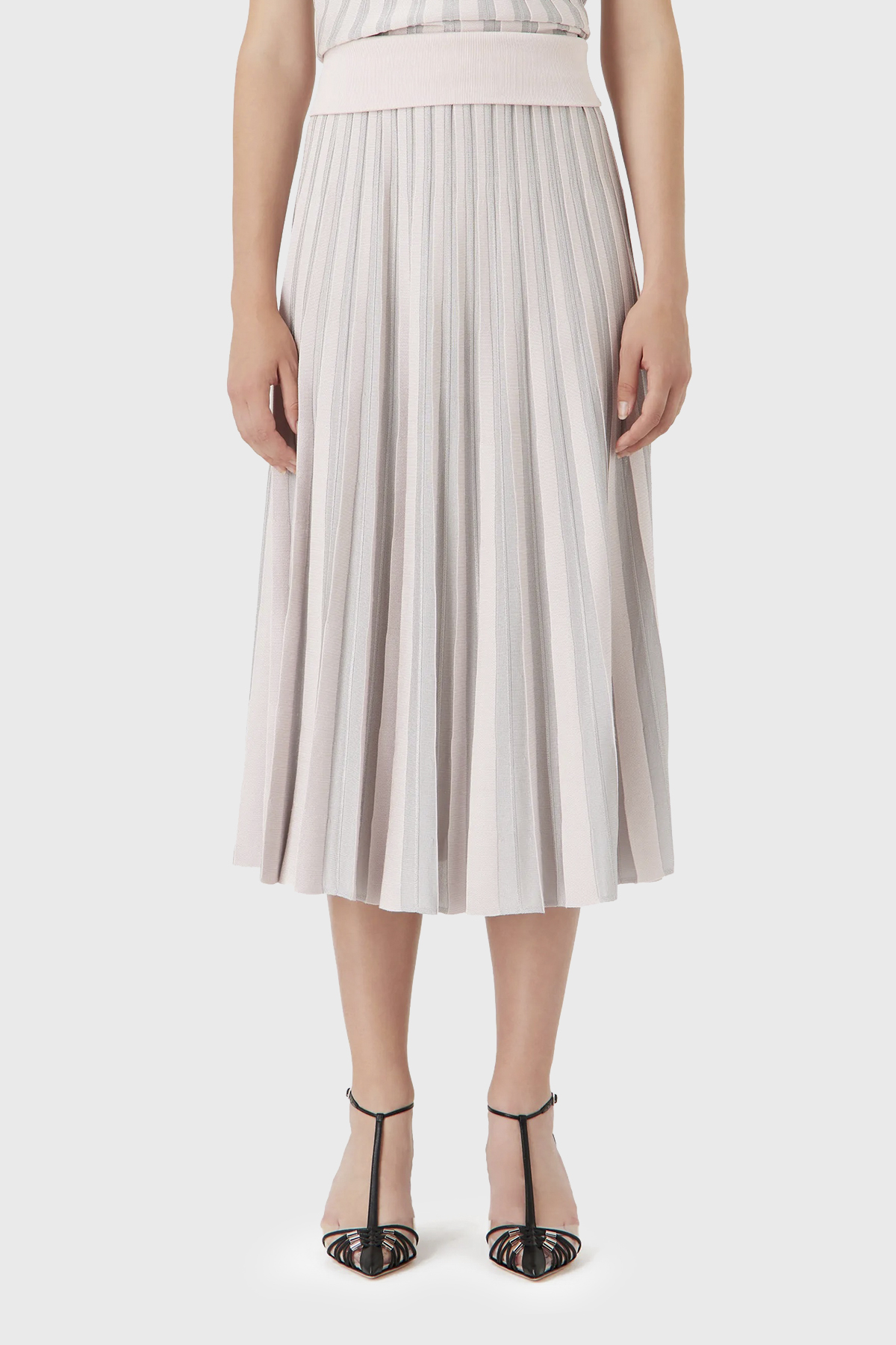 Emporio Armani Pileli Regular Fit Midi Kadın Etek 3D2NT1 2M18Z 0327 PUDRA