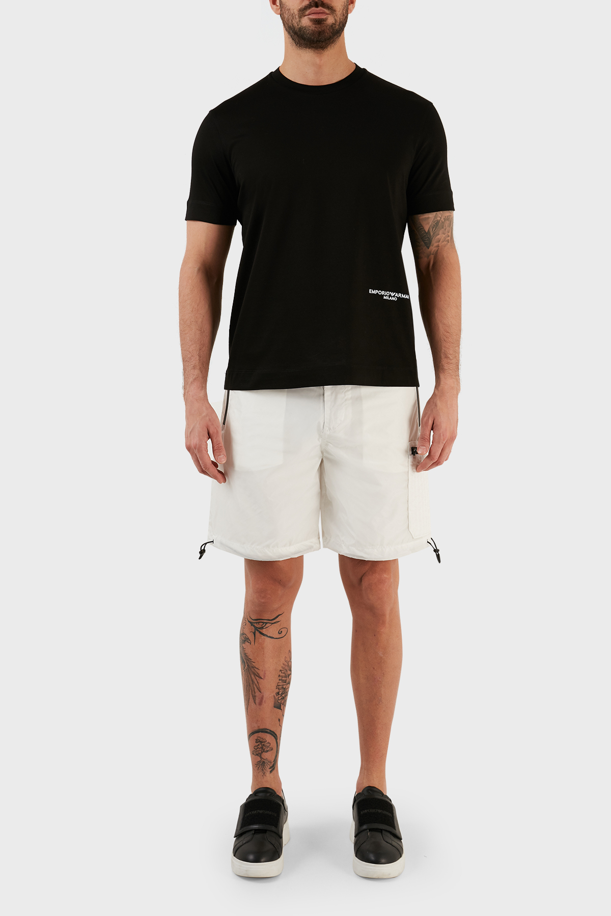 Emporio Armani Regular Fit Belden Bağlamalı Büzgülü Erkek Bermuda 3R1PC3 1NRMZ 0101 BEYAZ