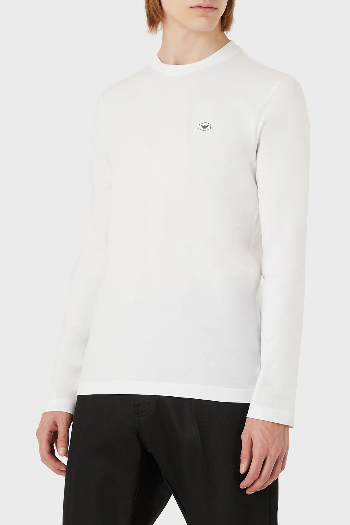 Emporio Armani Regular Fit Bisiklet Yaka Uzun Kollu % 100 Pamuk Erkek T Shirt 8N1TR1 1JRGZ 0100 BEYAZ