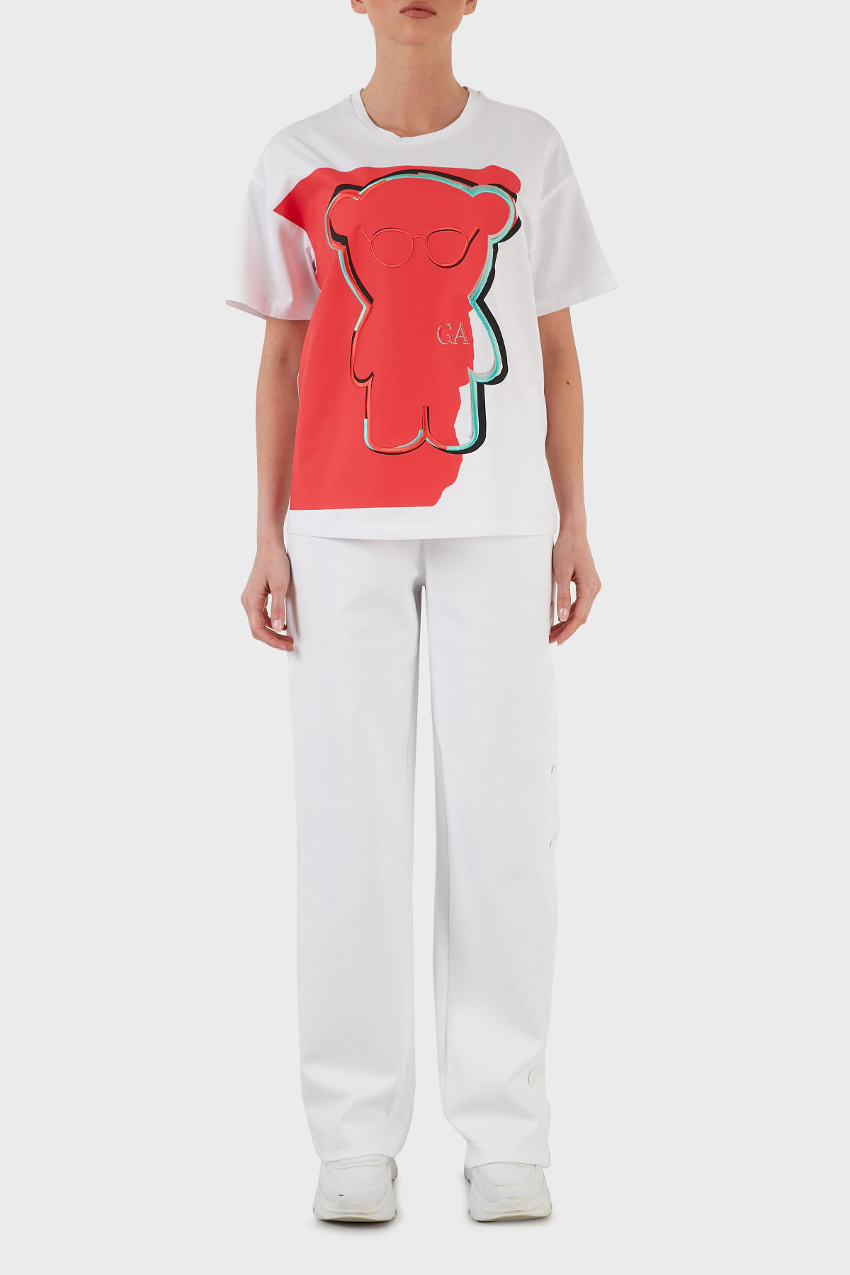 Emporio Armani Regular Fit Elastik Bel Bantlı Kapanabilir Yırtmaçlı Kadın Pantolon 3L2P6C 2JYWZ 0100 BEYAZ