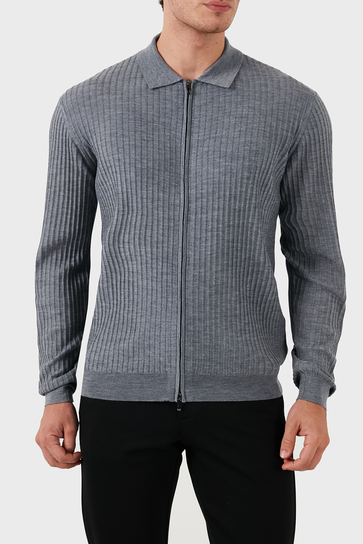 Emporio Armani Regular Fit Fermuarlı Erkek Hırka EM000265 AF10460 O8003 GRİ