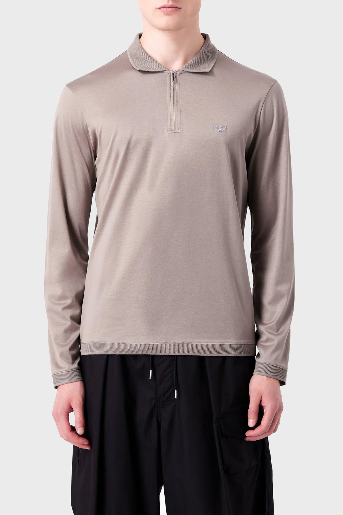 Emporio Armani Regular Fit Fermuarlı Erkek Polo Yaka Sweat 6R1F85 1JUVZ 0643 TAŞ