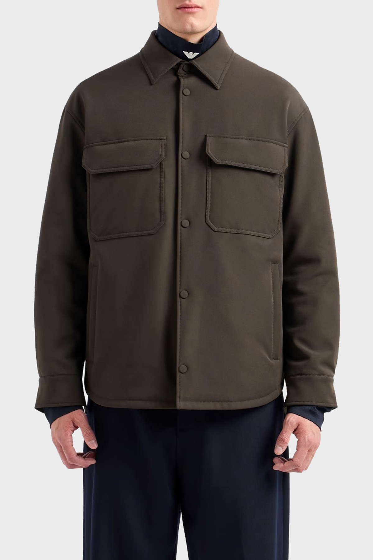 Emporio Armani Regular Fit Gömlek Yaka Çıtçıt Düğmeli Erkek Ceket 6D1CN0 1NUBZ 05A6 HAKİ