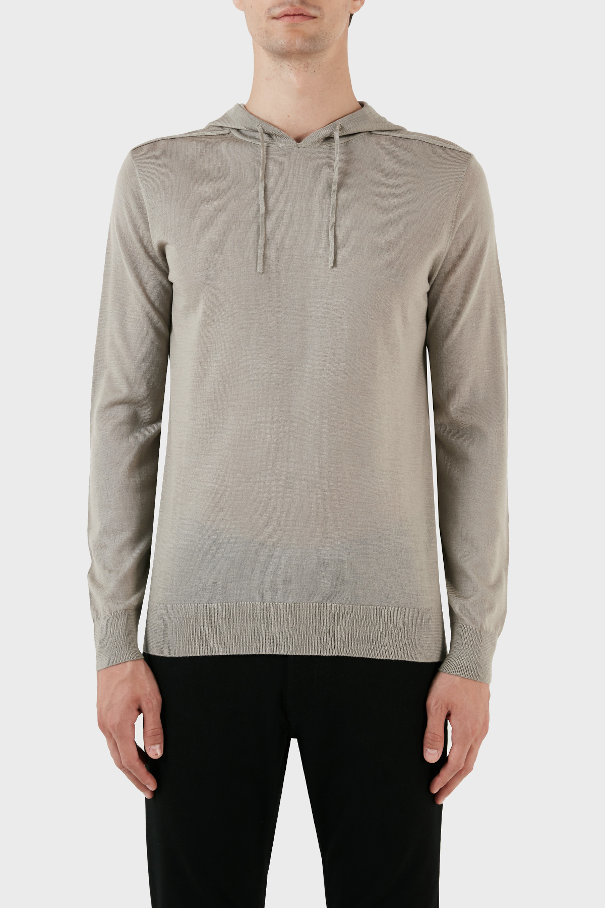 Emporio Armani Regular Fit Kapüşonlu Yün Karışımlı Triko Erkek Kazak 8N1MUW 1MJWZ 0643 VİZON