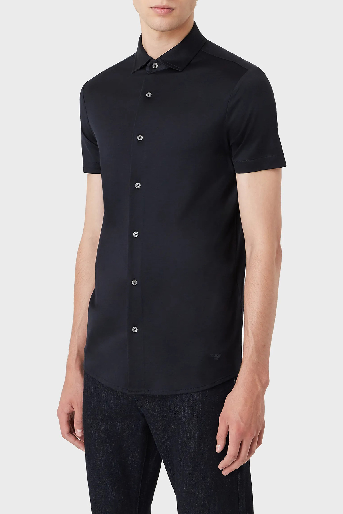 Emporio Armani Regular Fit Kısa Kol Pamuklu Erkek Gömlek 8N1CG0 1JUVZ 0920 LACİVERT