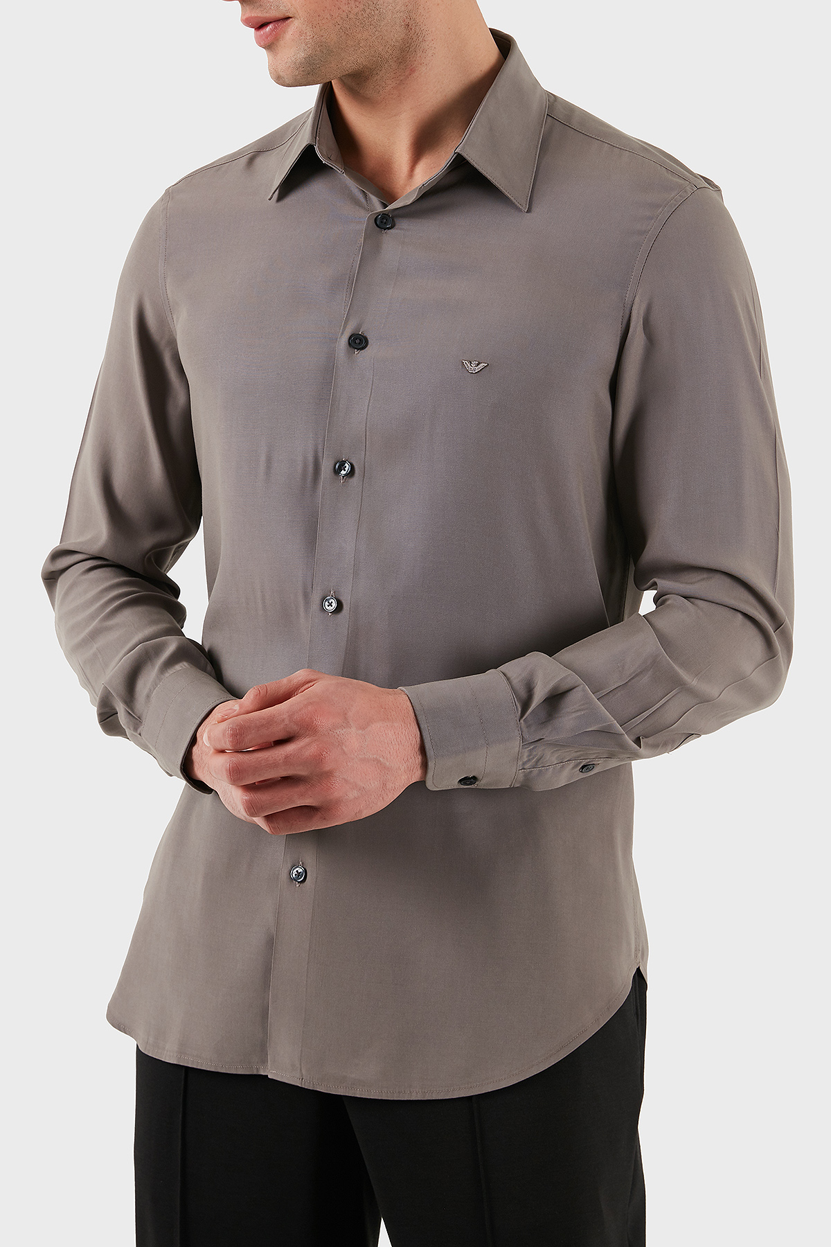 Emporio Armani Regular Fit Logolu Erkek Gömlek EM001537 AF14214 U6107 VİZON