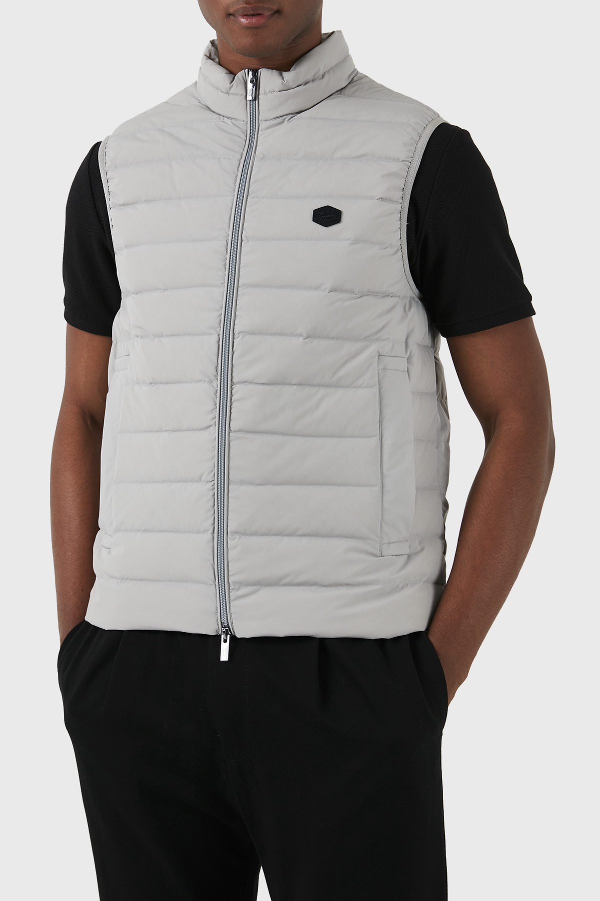 Emporio Armani Regular Fit Ördek Tüyü Dolgulu Dik Yaka Erkek Yelek 8N1BQ1 1NLRZ 06G1 GRİ