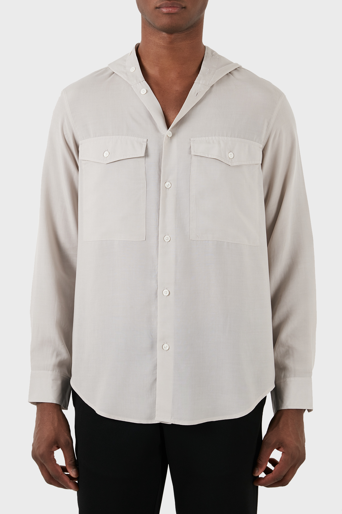 Emporio Armani Relaxed Fit Kapüşonlu Erkek Gömlek 3D1CG5 1NKGZ 06G2 GRİ