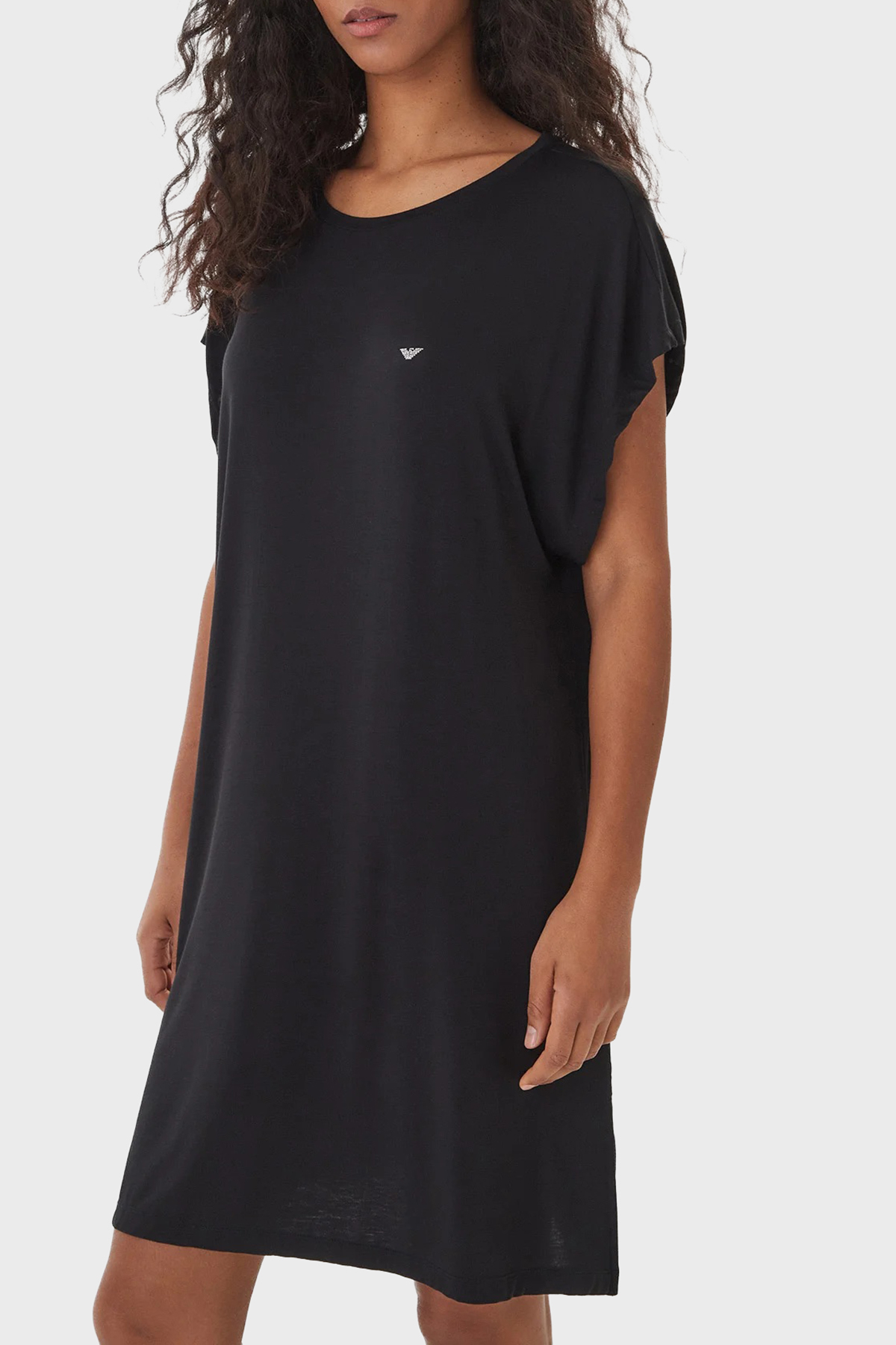 Emporio Armani Relaxed Fit Logolu Yuvarlak Yaka Kadın Elbise EW002965 AF19024 UC001 SİYAH