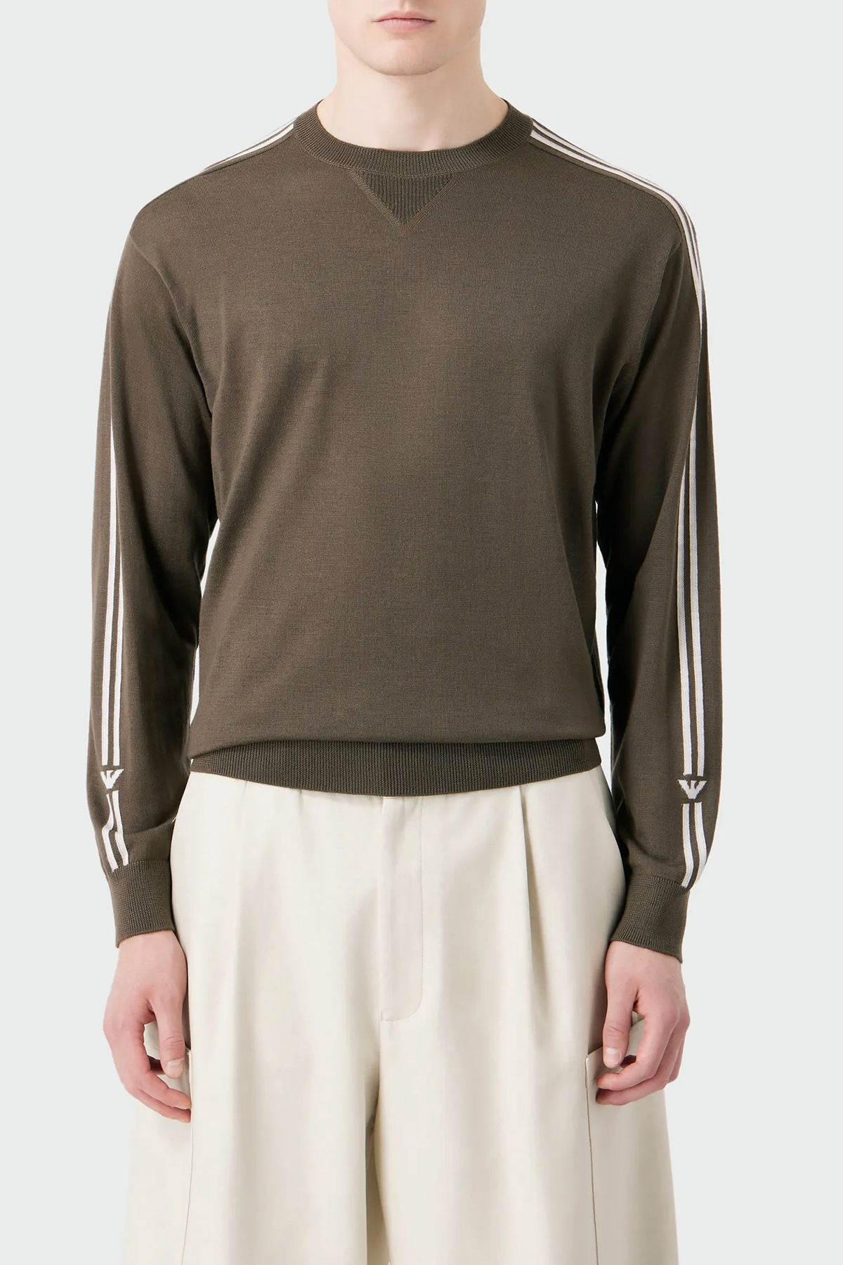 Emporio Armani Saf Yünlü Regular Fit Bisiklet Yaka Erkek Kazak 6R1MXG 1MNGZ F420 HAKİ
