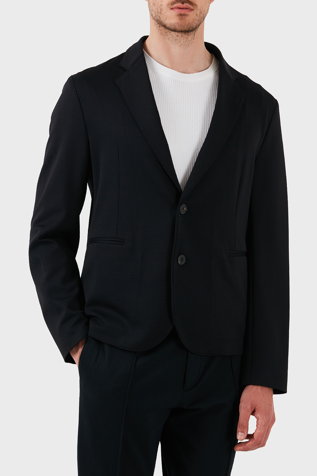 Emporio Armani Streç Mikro Dokuma Regular Fit Blazer Erkek Ceket EM000069 TE13591 UC001 SİYAH