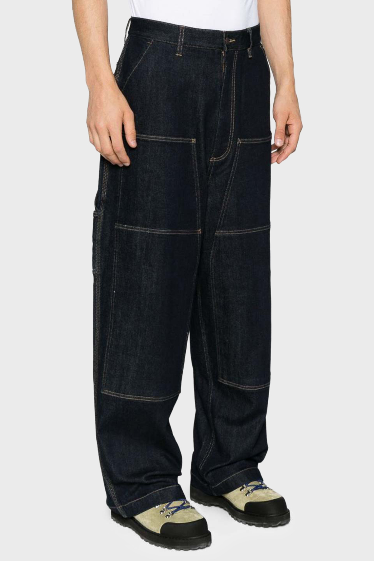 Emporio Armani Streç Pamuklu Dikiş Detaylı Relaxed Fit Kargo Erkek Pantolon EM003159 AF17809 MB001 LACİVERT