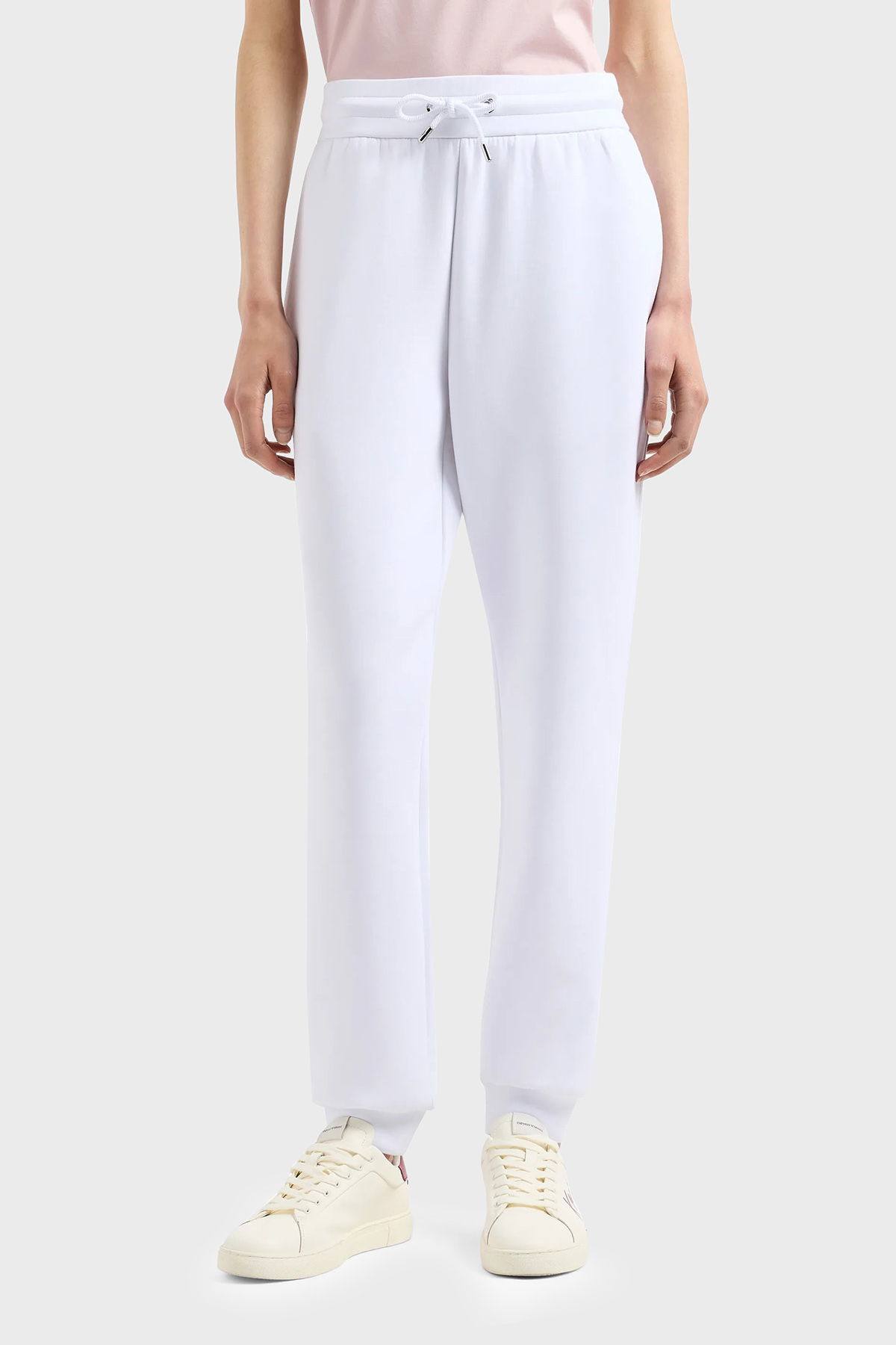 Emporio Armani Streç Pamuklu İşlemeli Comfort Fit Yüksek Bel Kadın Pantolon EW000200 AF10002 U0002 BEYAZ