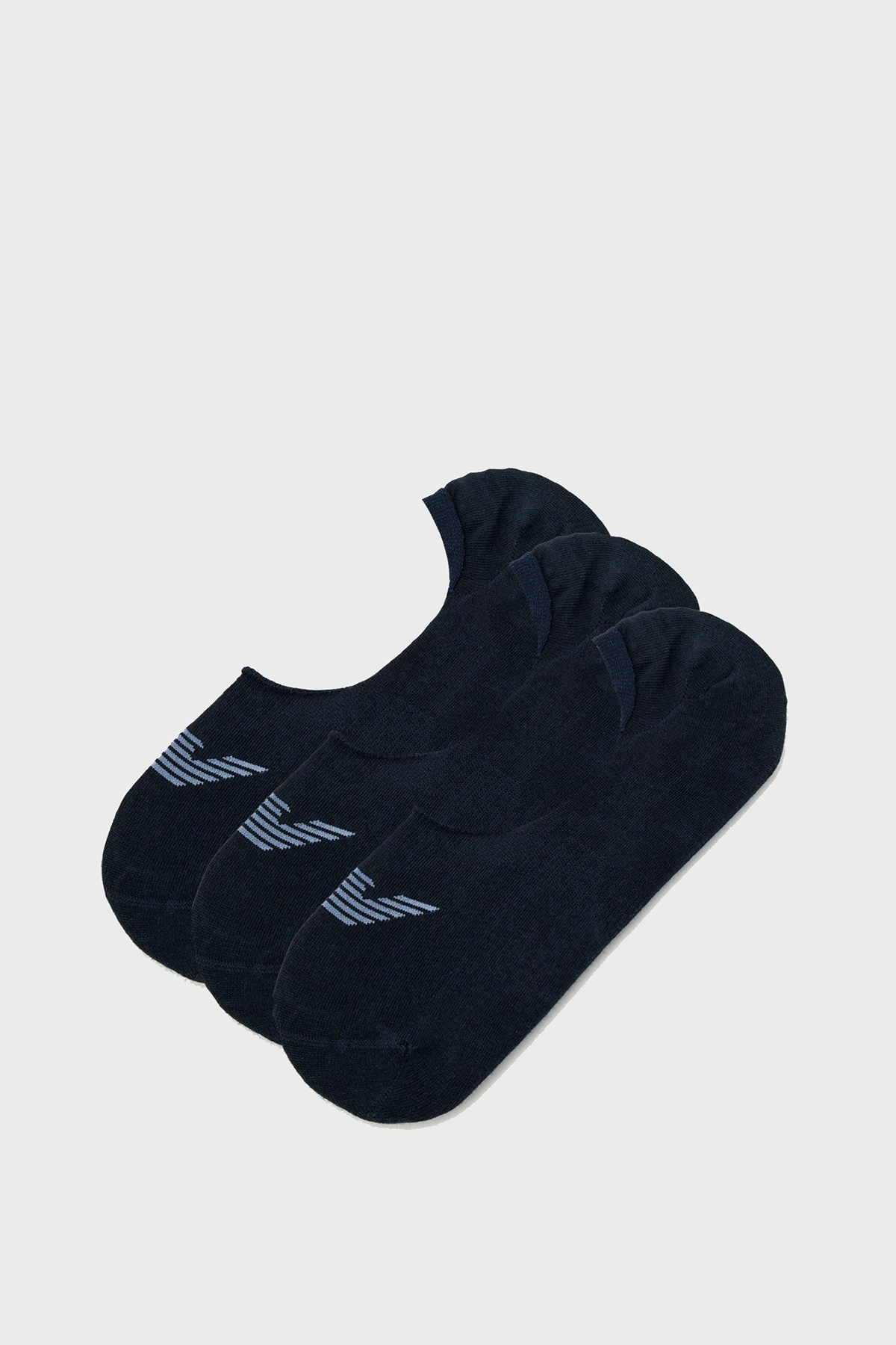 Emporio Armani Streç Pamuklu Logo Baskılı 3 Pack Babet Erkek Çorap EM000548 AF12271 MB153 LACİVERT
