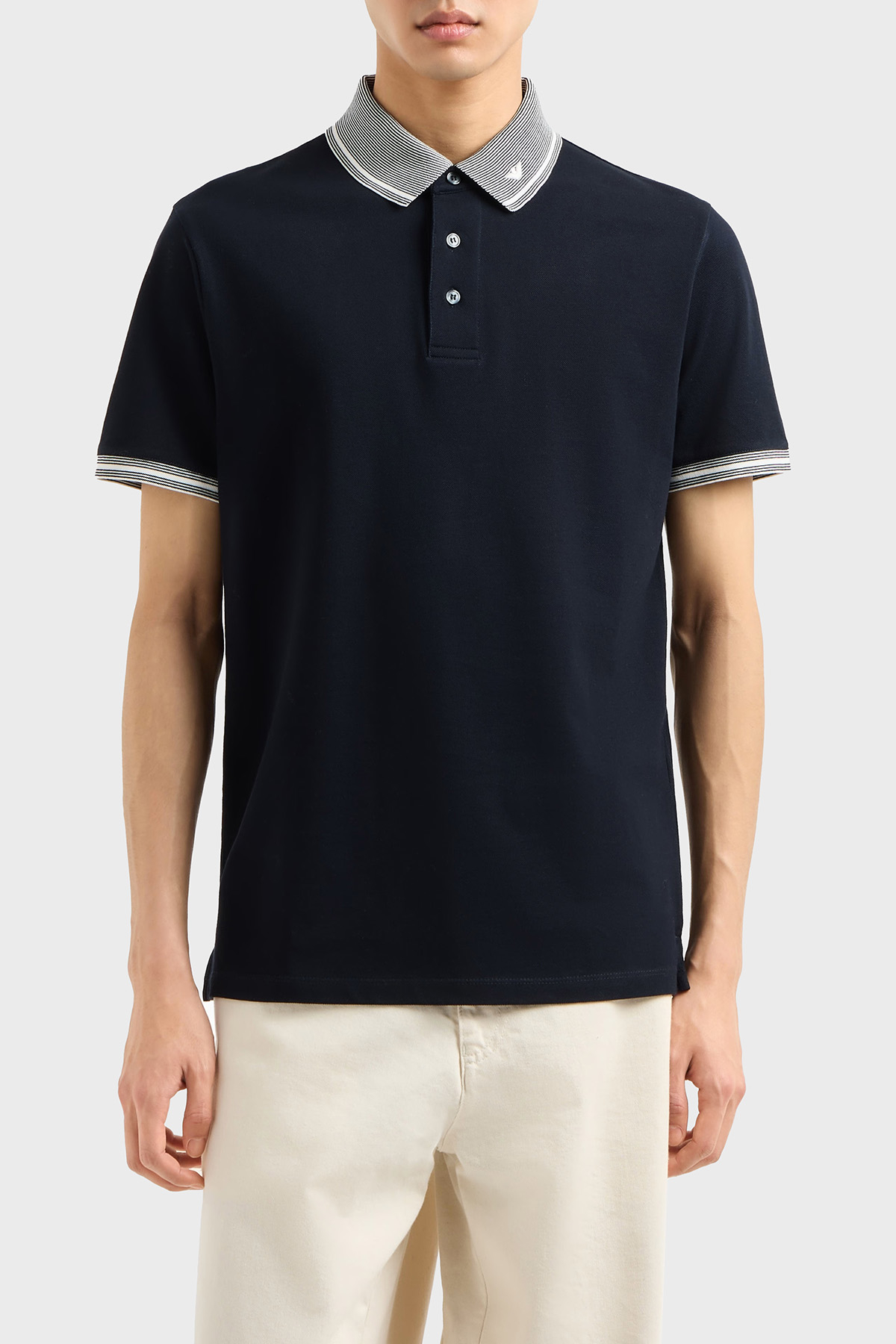 Emporio Armani Streç Pamuklu Regular Fit Düğmeli Erkek Polo Yaka T Shirt EM000852 AF12955 FB273 LACİVERT