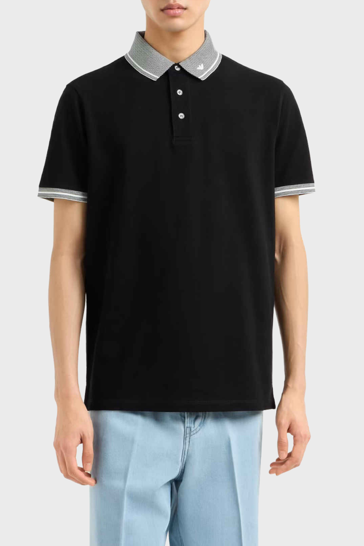 Emporio Armani Streç Pamuklu Regular Fit Düğmeli Erkek Polo Yaka T Shirt EM000852 AF12955 FC187 SİYAH