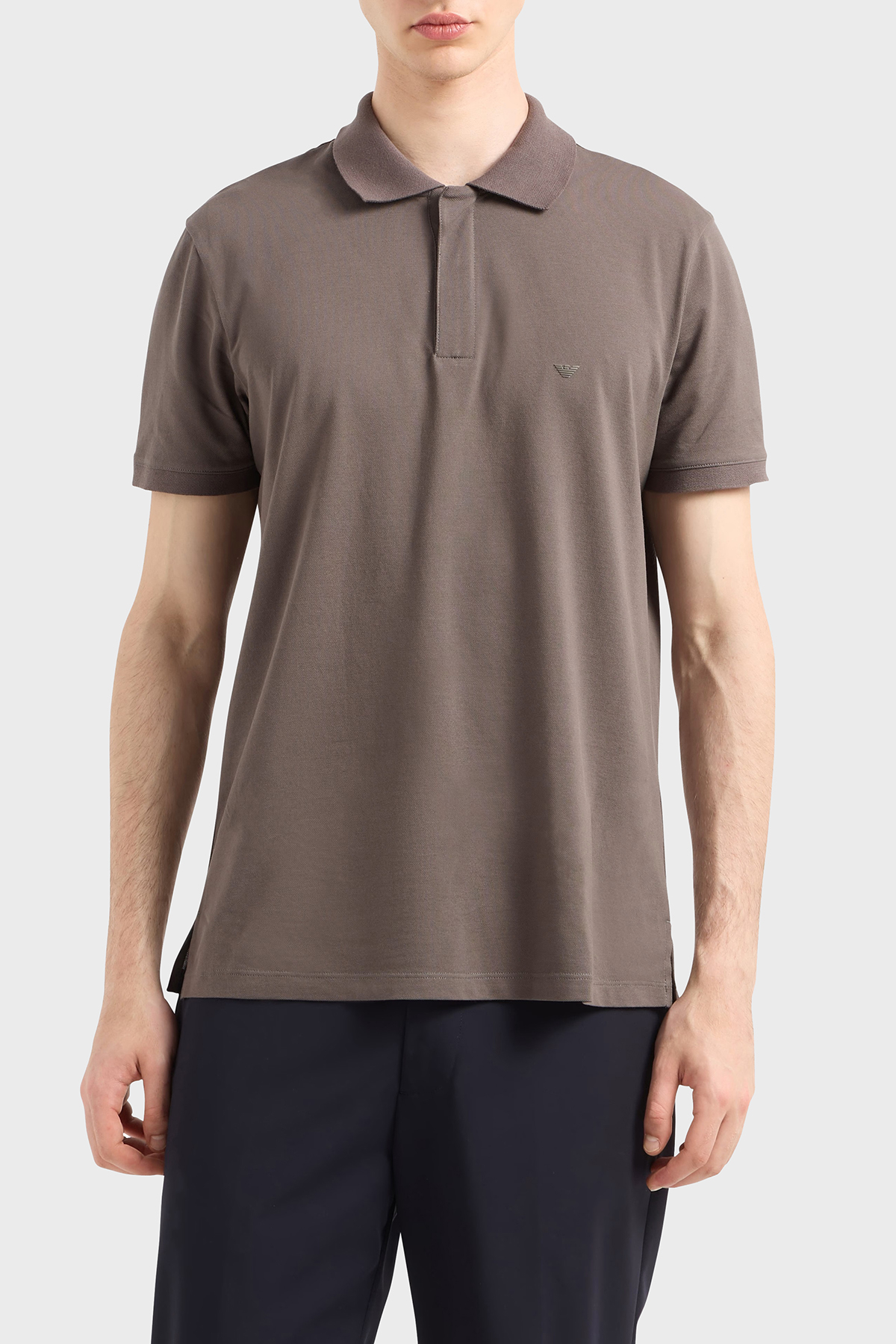 Emporio Armani Streç Pamuklu Regular Fit Fermuarlı Erkek Polo Yaka T Shirt EM001146 AF13742 U6200 KAHVE