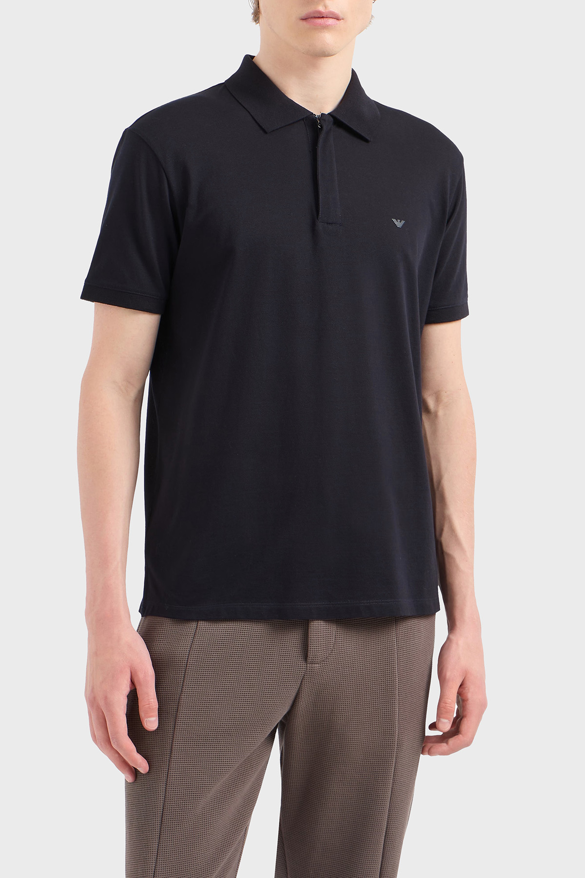 Emporio Armani Streç Pamuklu Regular Fit Fermuarlı Erkek Polo Yaka T Shirt EM001146 AF13742 UB118 LACİVERT