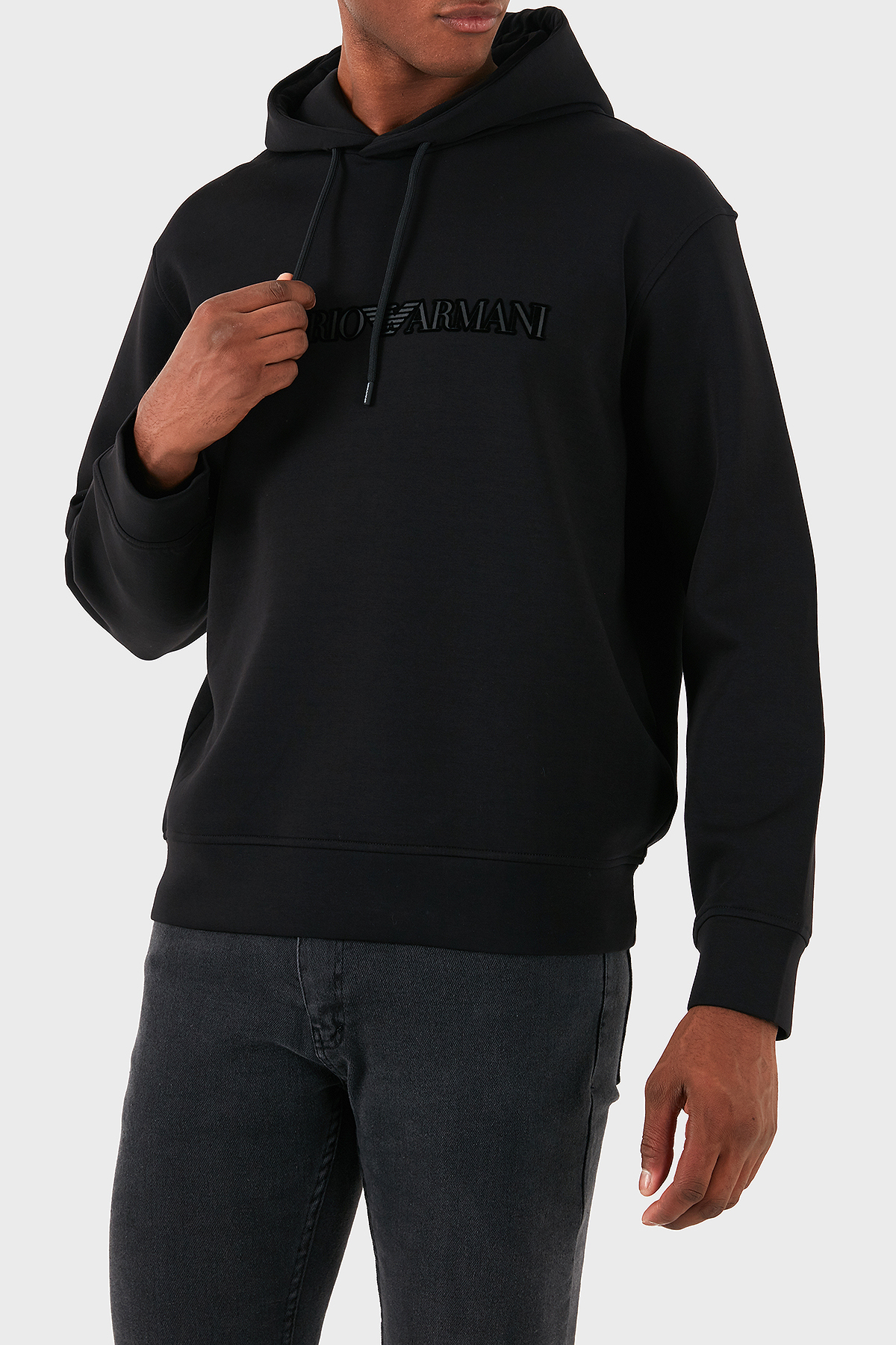 Emporio Armani Pamuklu Logolu Regular Fit Kapüşonlu Erkek Sweat 6D1M94 1JHSZ 0035 SİYAH