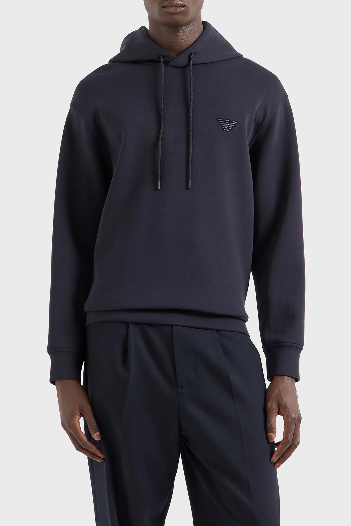 Emporio Armani Streç Pamuklu Regular Fit Kapüşonlu Erkek Sweat 6D1M94 1JHSZ 0950 LACİVERT