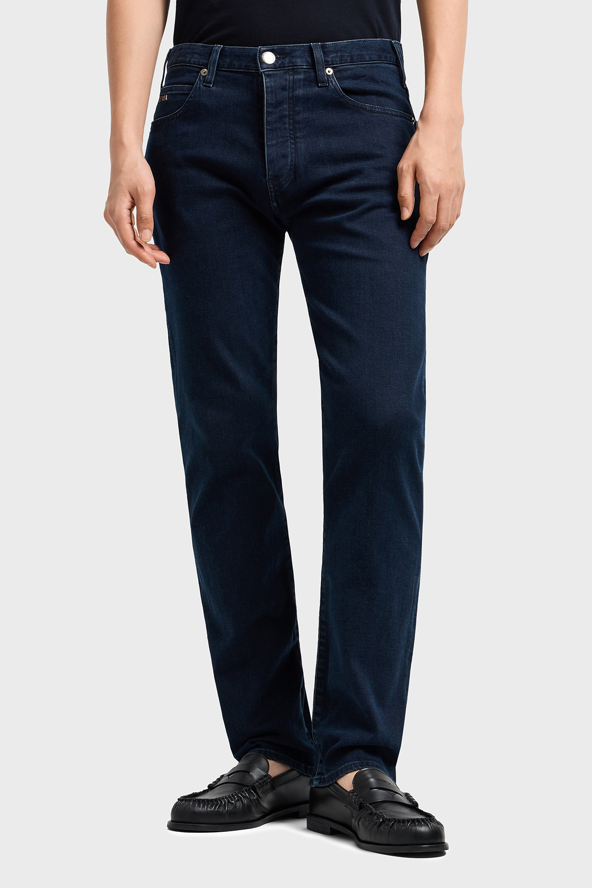 Emporio Armani Streç Pamuklu Regular Fit Normal Bel Düz Paça Jeans Erkek Kot Pantolon EM000121 AF14119 MB002 LACİVERT