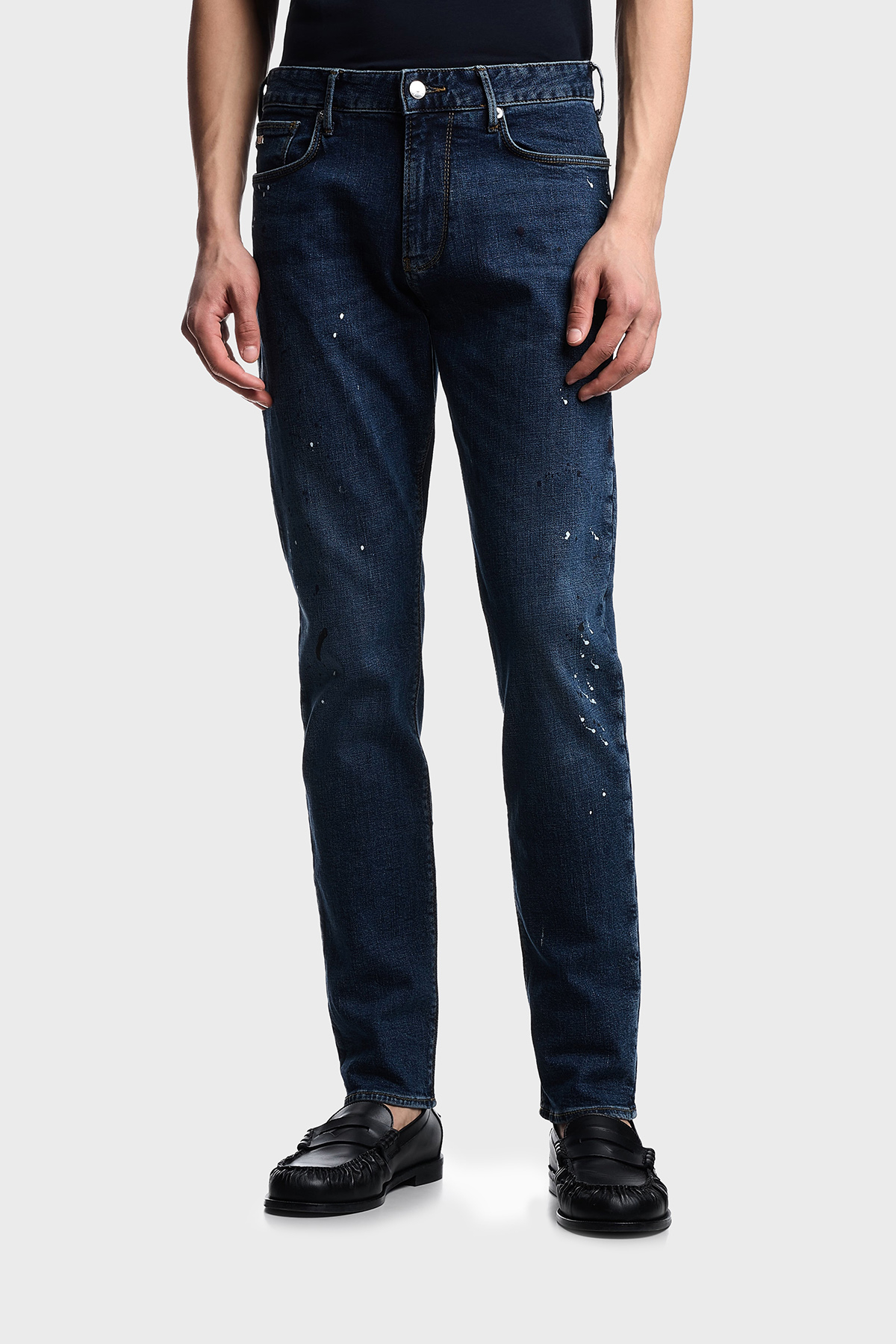 Emporio Armani Streç Pamuklu Slim Fit Düşük Bel Dar Paça Jeans Erkek Kot Pantolon EM000121 AF13252 FB041 LACİVERT
