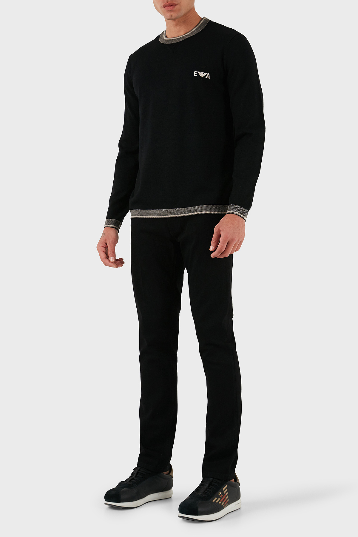 Emporio Armani Streç Pamuklu Slim Fit Düşük Bel Dar Paça Pantolon Erkek Kot Pantolon EM000121 AF19825 MC002 SİYAH