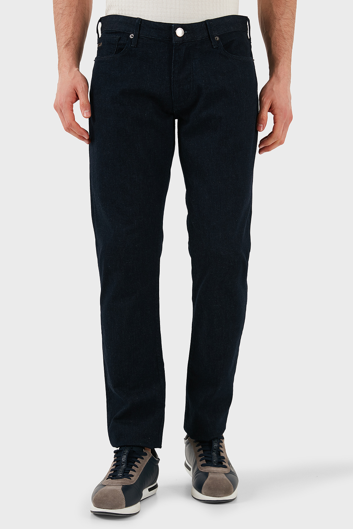 Emporio Armani Streç Pamuklu Slim Fit Normal Bel Düz Paça Jeans Erkek Kot Pantolon EM000121 AF14121 MB001 LACİVERT