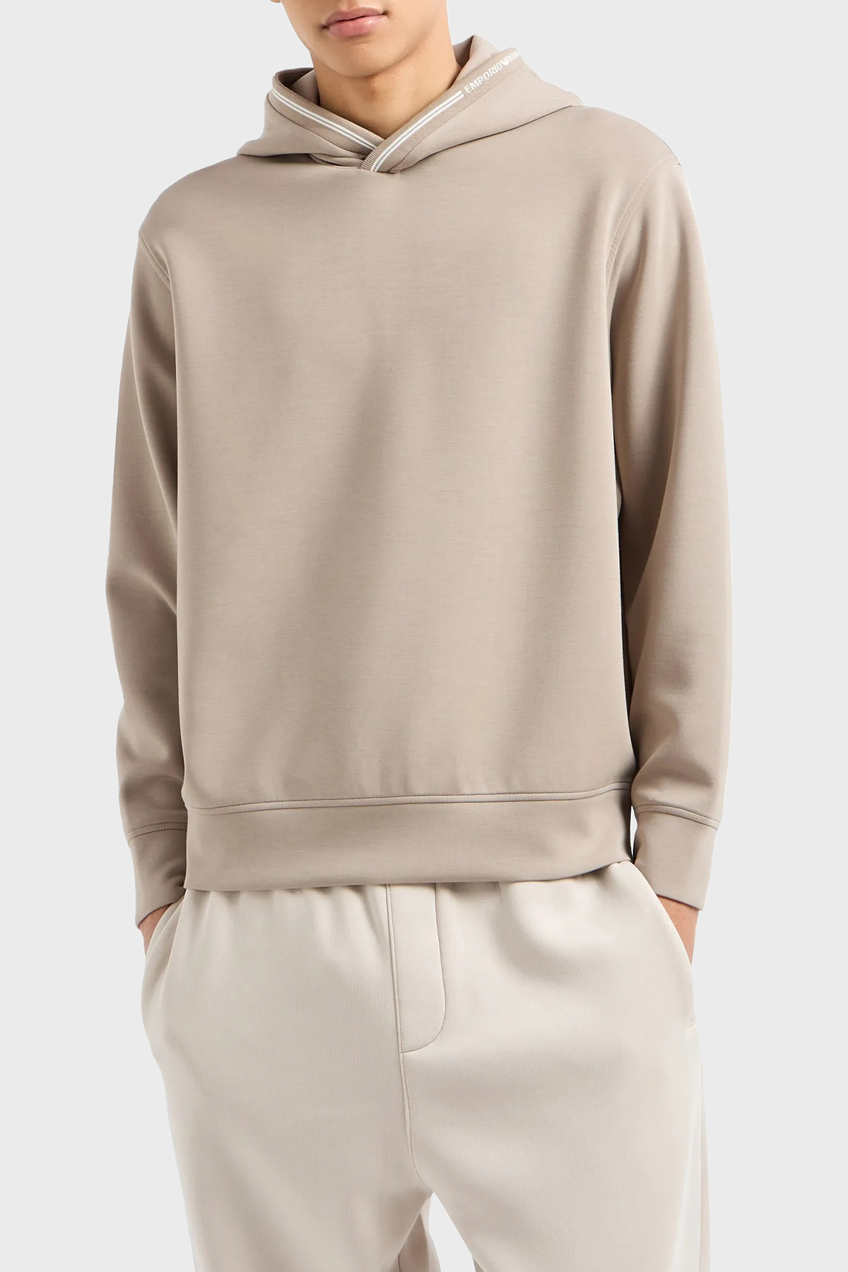 Emporio Armani Streç Regular Fit Kapüşonlu Erkek Sweat 6D1M99 1JRRZ 0144 BEJ