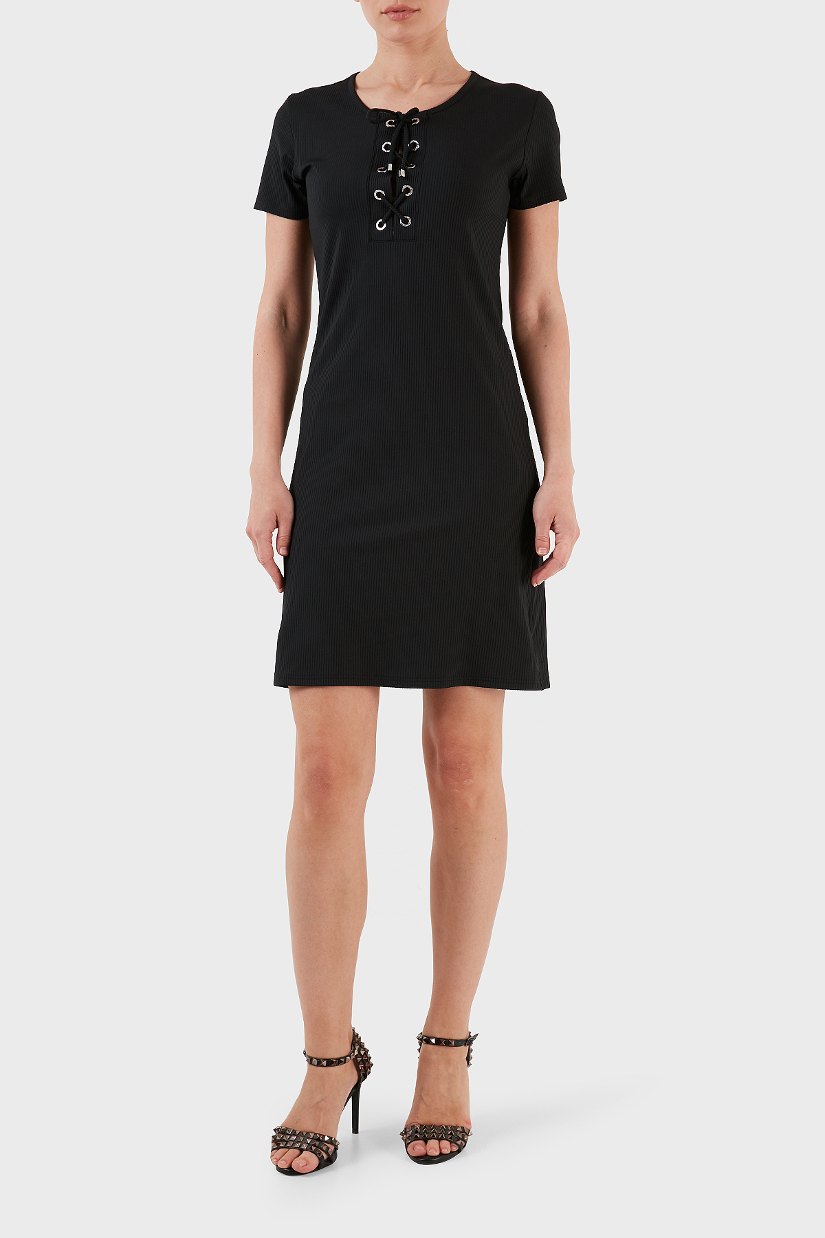 Emporio Armani Streç Slim Fit Bağcıklı Mini Kadın Elbise 262673 3R308 00020 SİYAH
