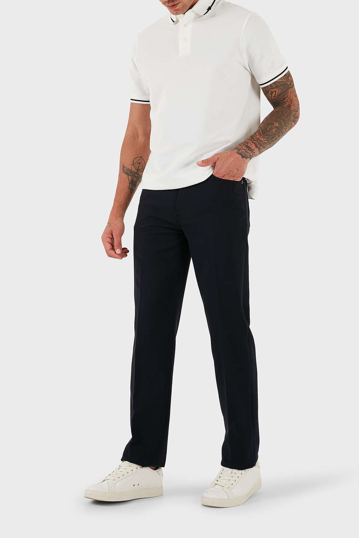 Emporio Armani Streç Straight Fit Normal Bel Düz Paça Erkek Pantolon EM000763 AF18079 UB118 LACİVERT