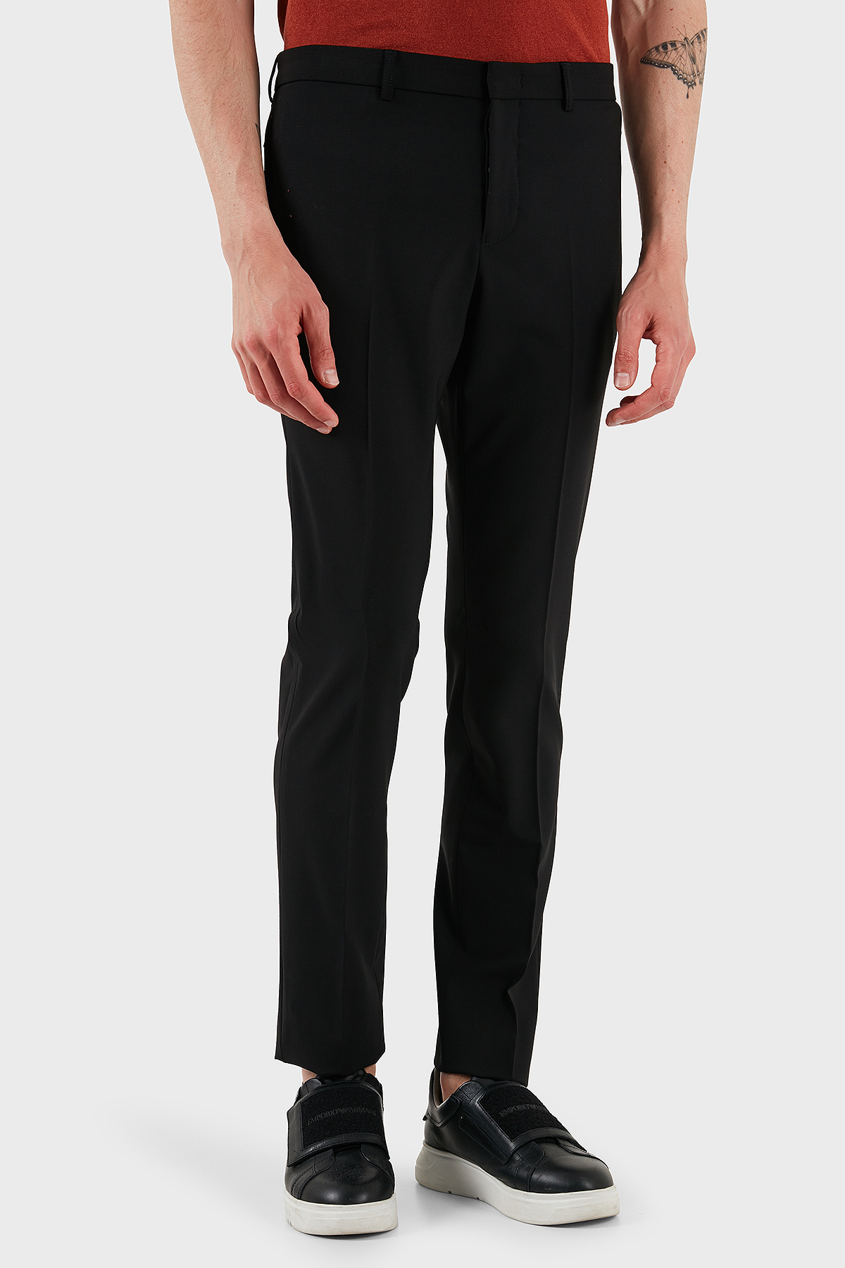 Emporio Armani Streç Yünlü Regular Fit Normal Bel Düz Paça Erkek Pantolon EM000442 TE10404 UC001 SİYAH