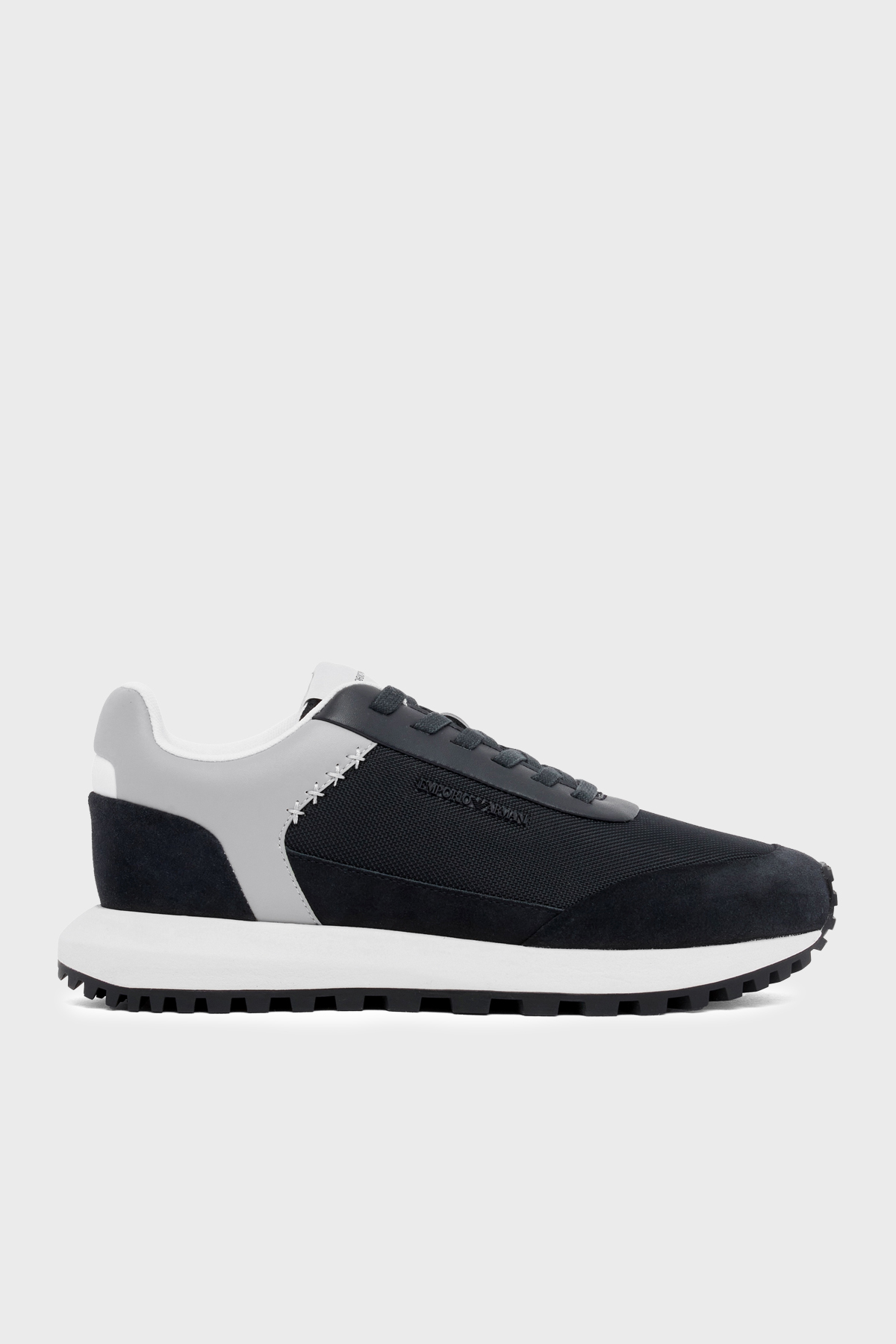 Emporio Armani Süet Logolu Sneaker Erkek Ayakkabı EM004839 AF24321 MB617 LACİVERT GRİ