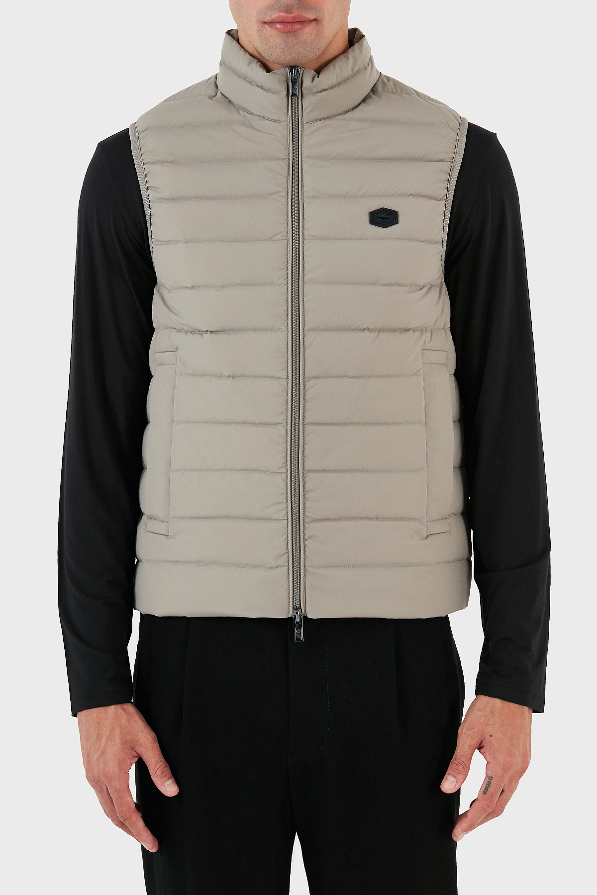 Emporio Armani Suya ve Soğuğa Dayanıklı Kuş Tüyü Dolgulu Slim Fit Erkek Yelek 8N1BQ1 1NLRZ 0643 GRİ