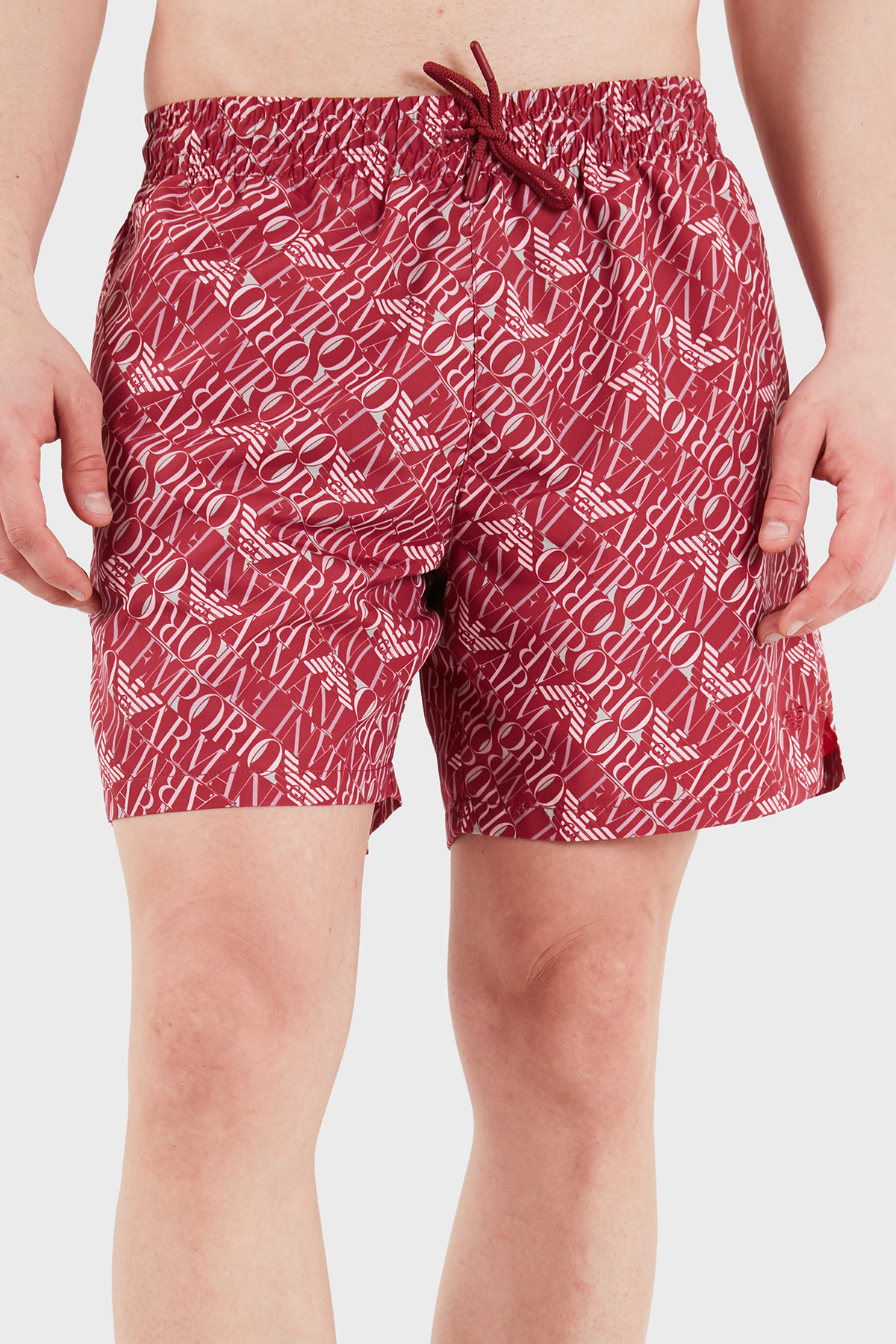 Emporio Armani Tamamı Logolu Mayo Short Erkek Deniz Şortu EM000688 AF20442 F5034 BORDO