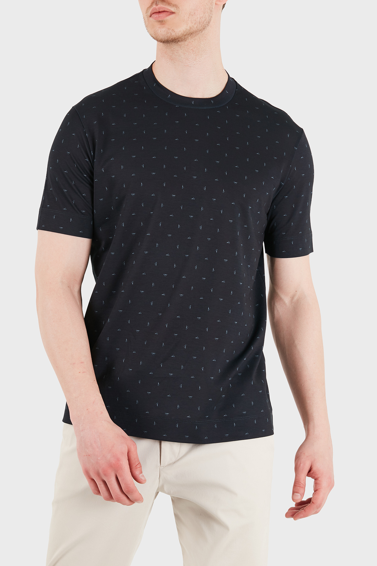 Emporio Armani Tamamı Logolu Regular Fit Bisiklet Yaka Erkek T Shirt EM005270 AF24857 FB485 LACİVERT