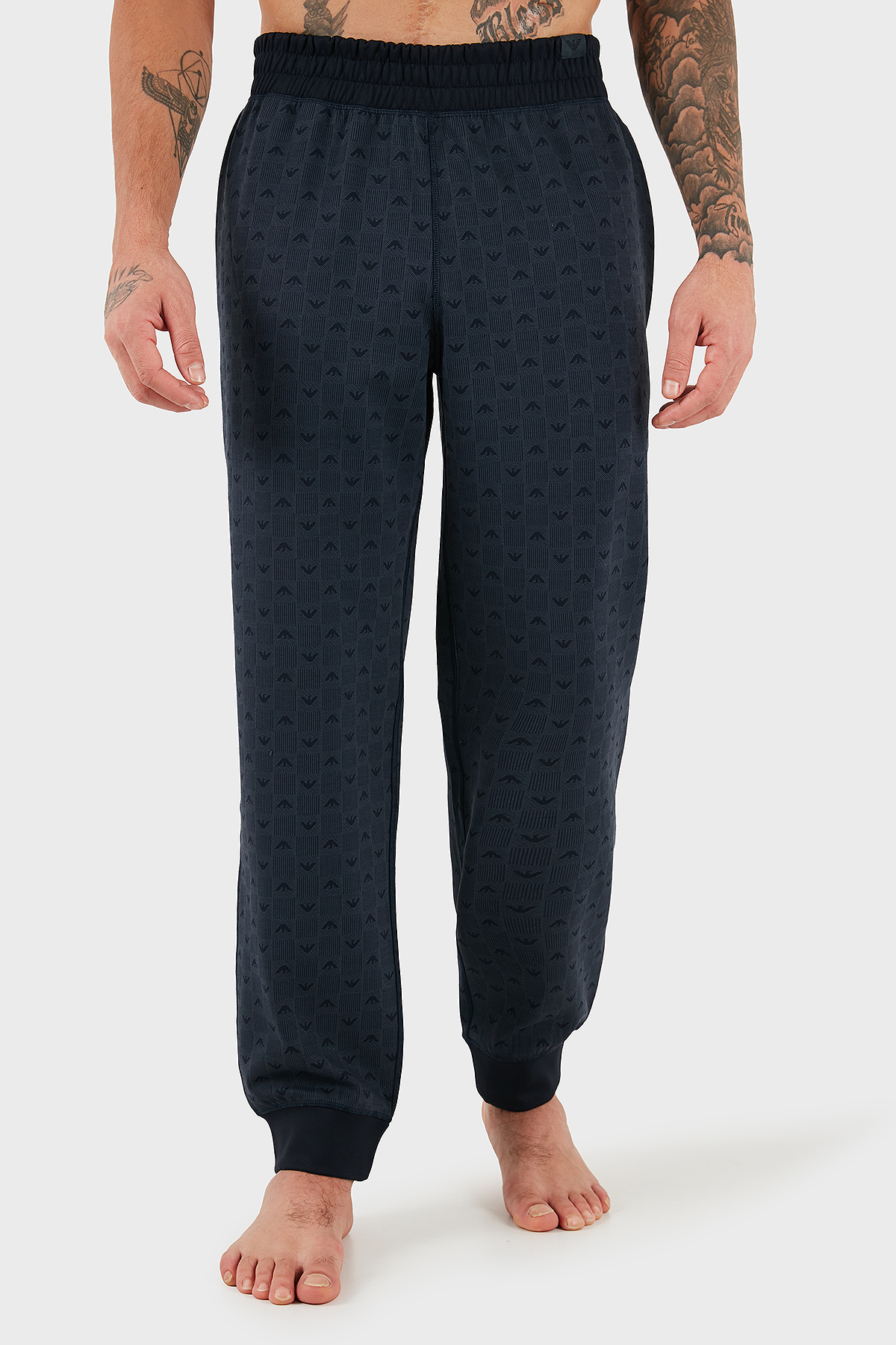 Emporio Armani Tamamı Logolu Relaxed Fit Lastikli Paça Jogger Erkek Pantolon EM000500 AF14992 FB056 MAVİ