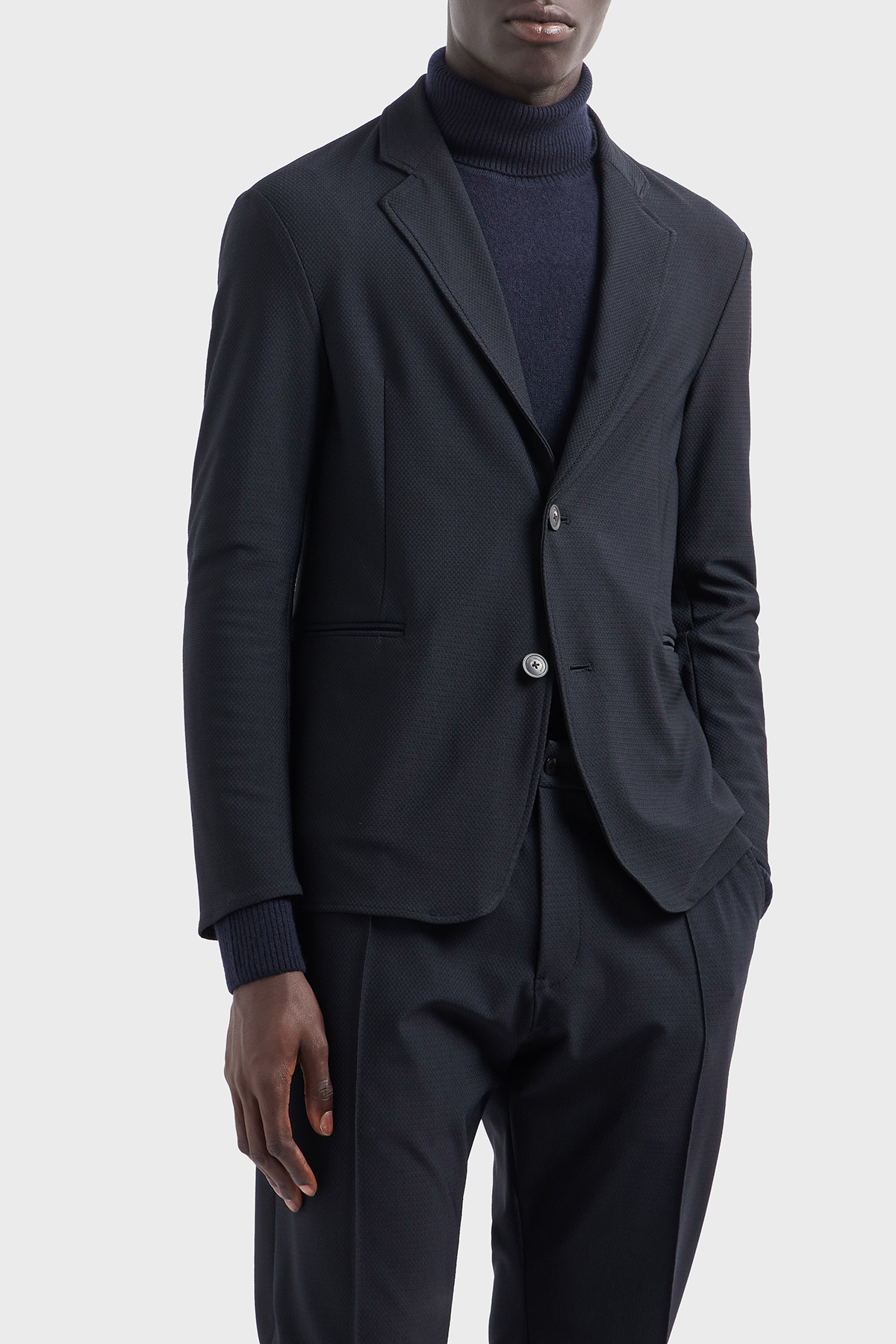Emporio Armani Yırtmaçlı Slim Fit Mono Yaka Mikro Dokuma Erkek Ceket EM000142 TE11109 UB109 LACİVERT
